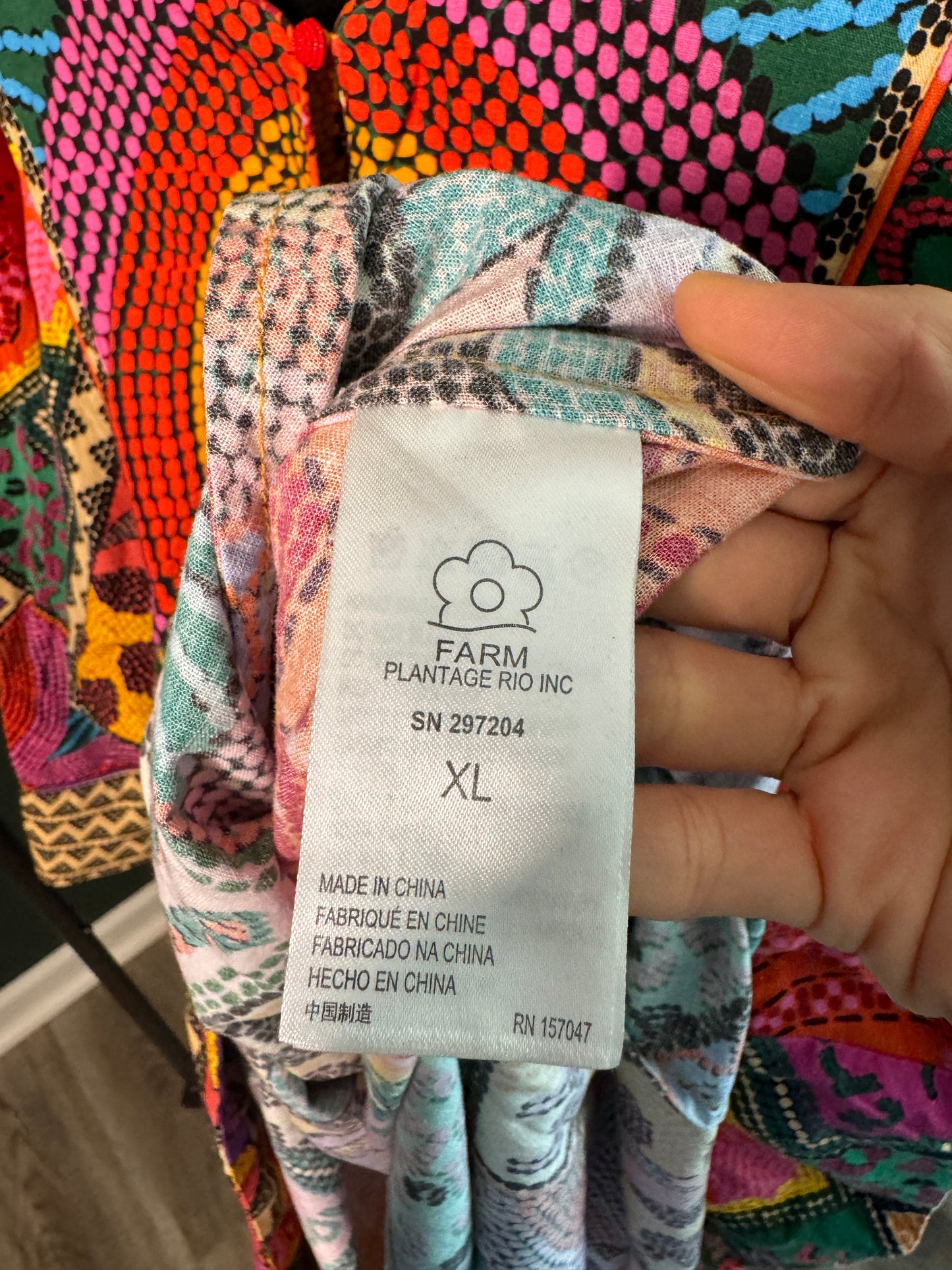 Farm Rio Dotted Patchwork Midi Dress size XL