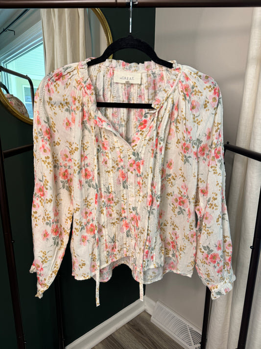 The Great The Valley Top Pink Sweet Pea Floral size L