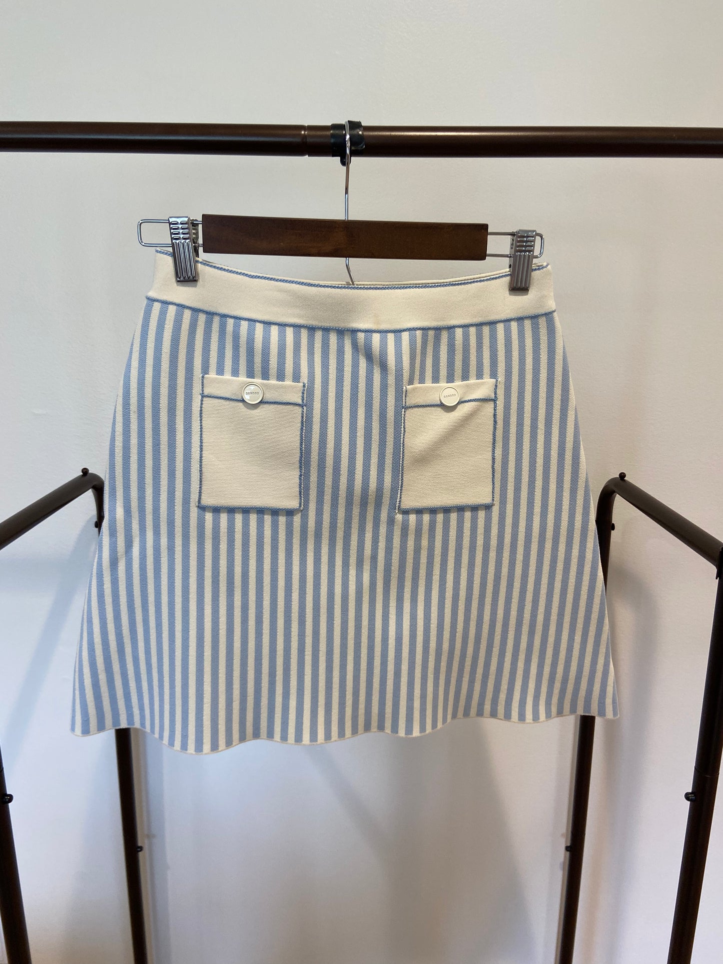 Sandro Aussy Stripe Crop Sleeveless Polo Top with Aussna Skirt size 3 / 38 US L
