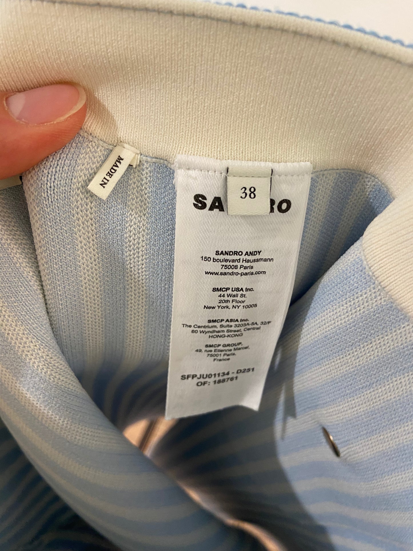 Sandro Aussy Stripe Crop Sleeveless Polo Top with Aussna Skirt size 3 / 38 US L