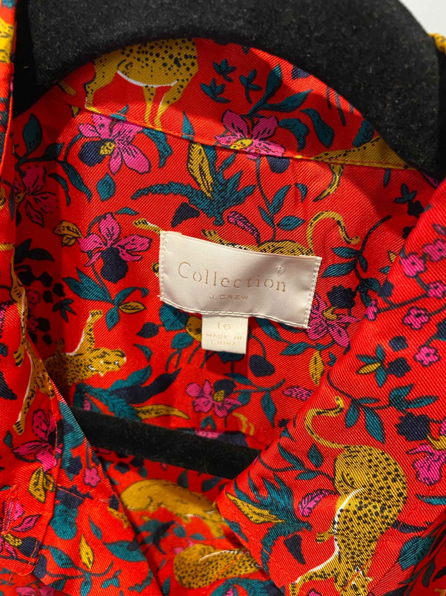 J. Crew Collection Silk Twill Set Jungle Cat Cerise size 12/16