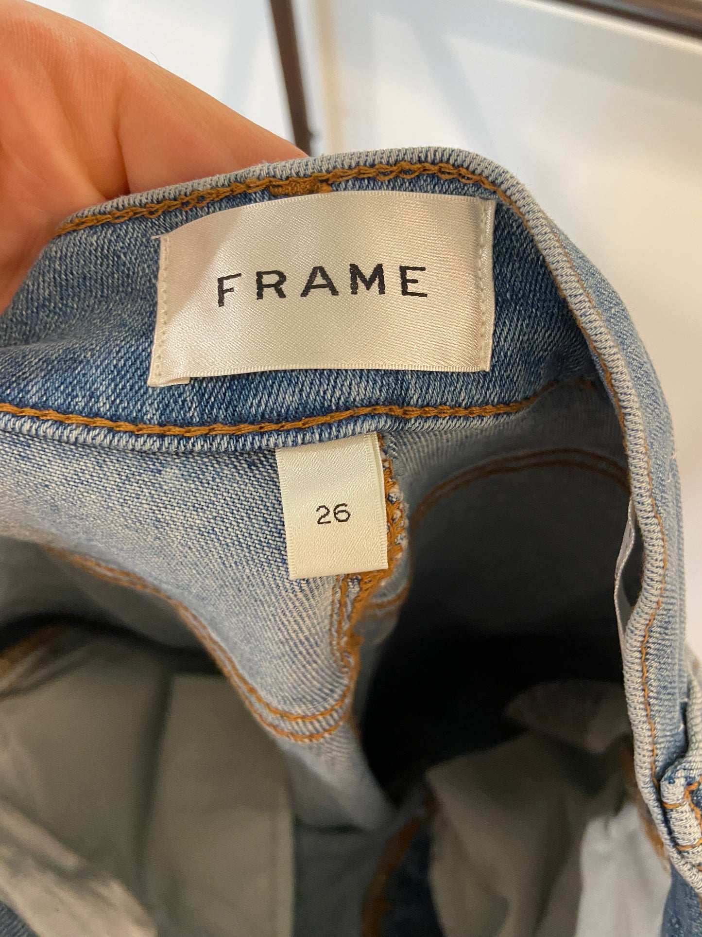 Frame Le Slim Palazzo Raw Hem Wide Leg Jeans in Clue Raw After Wash size 26