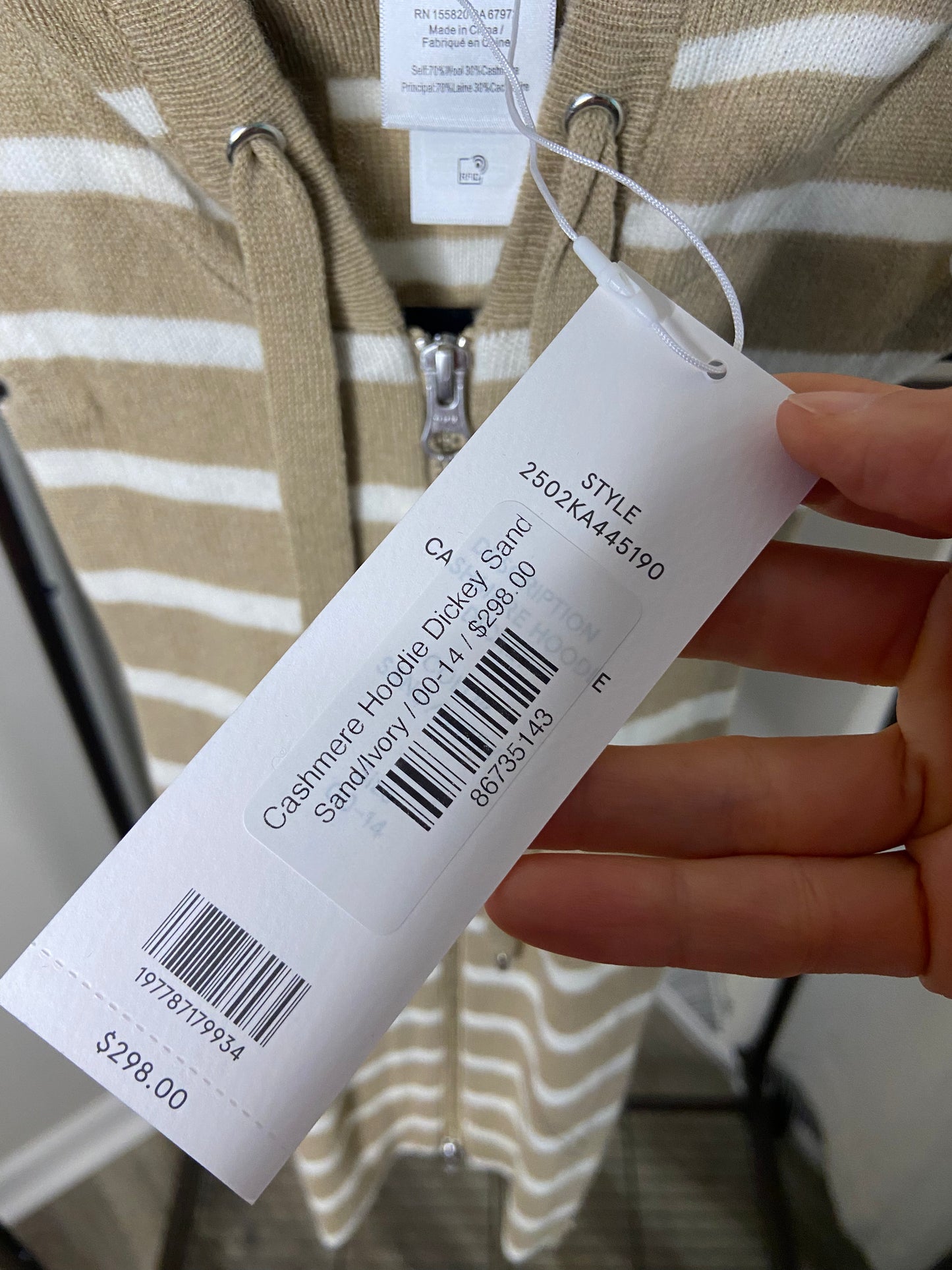 Veronica Beard Striped Cashmere Blend Dickey size 00-14