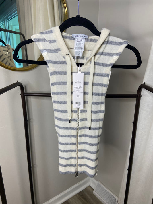 Veronica Beard Cashmere Blend Hoodie Dickey Ivory & Grey Stripes size 00-14