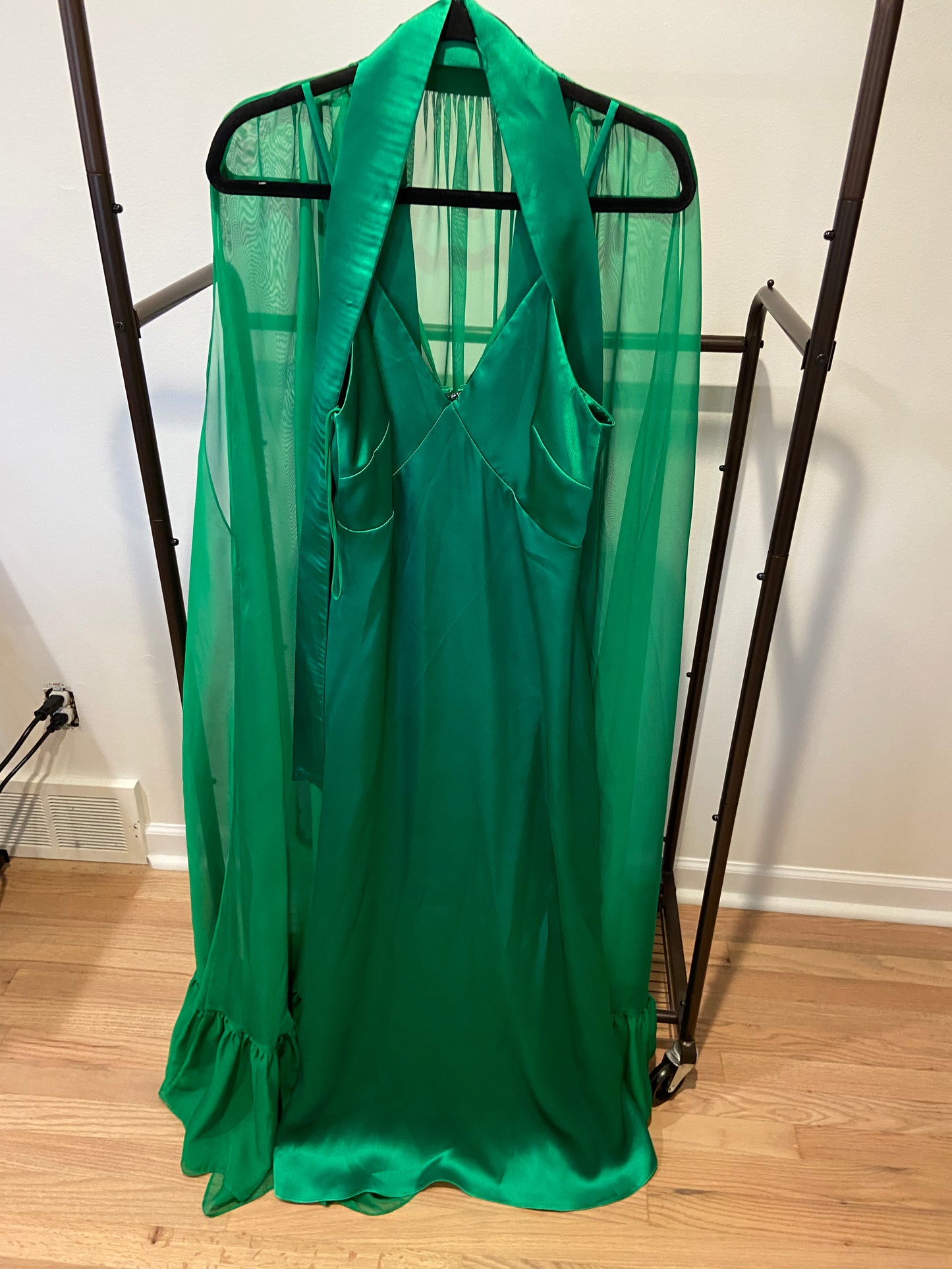 Alice and Olivia Lanelle Maxi Cape Dress in Chiffon size M