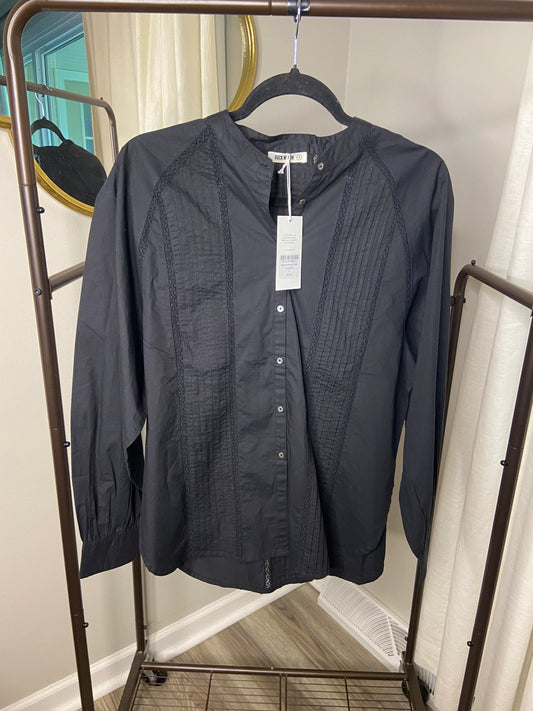Buck Mason Black Heirloom Poplin Poet Shirt size S