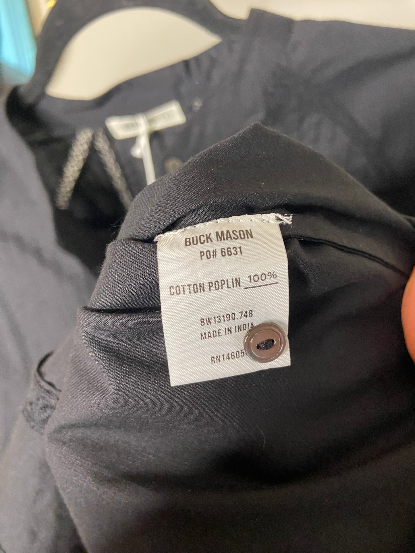 Buck Mason Black Heirloom Poplin Poet Shirt size S