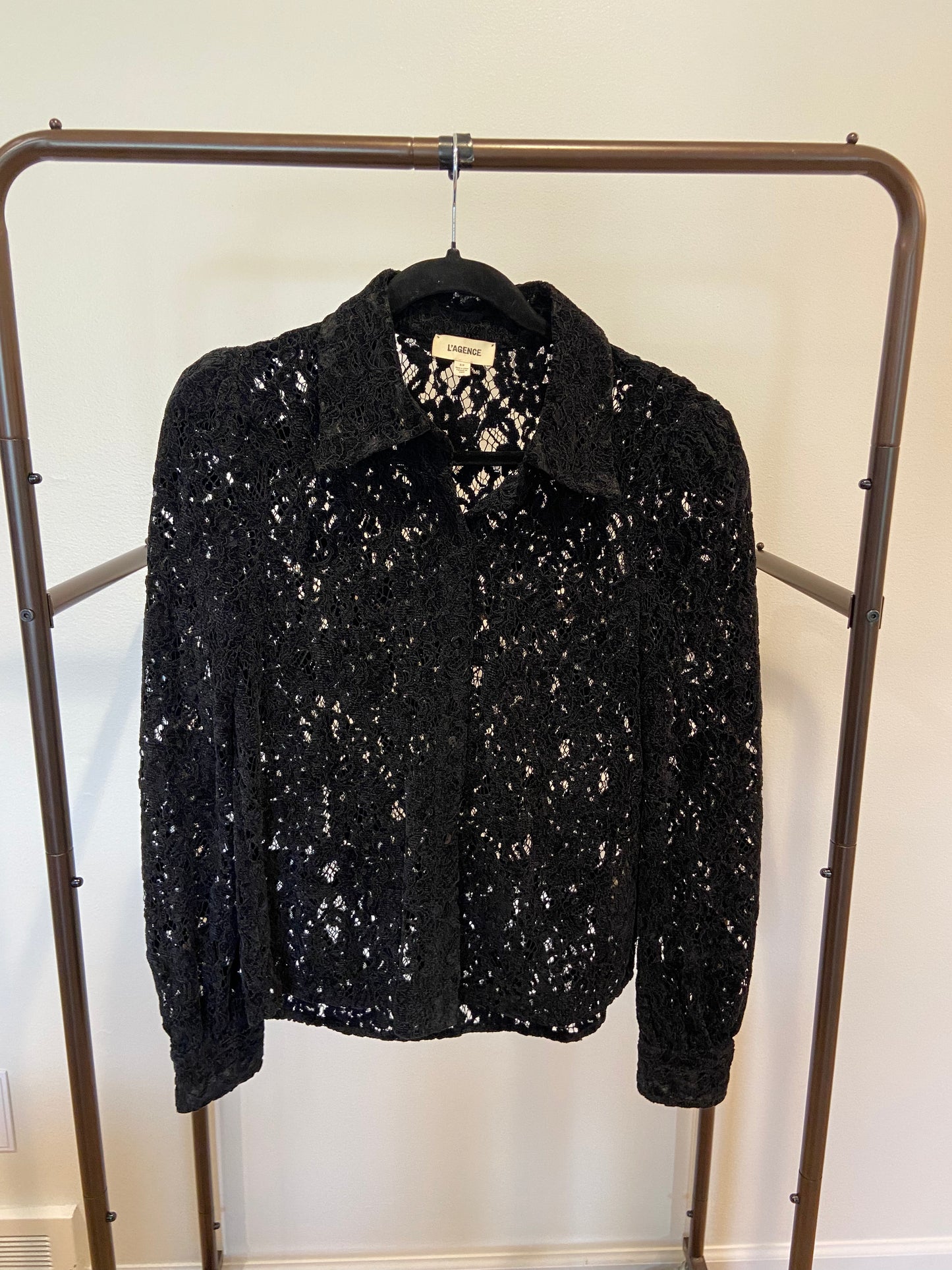L'Agence Jenica Lace Blouse in Black size S