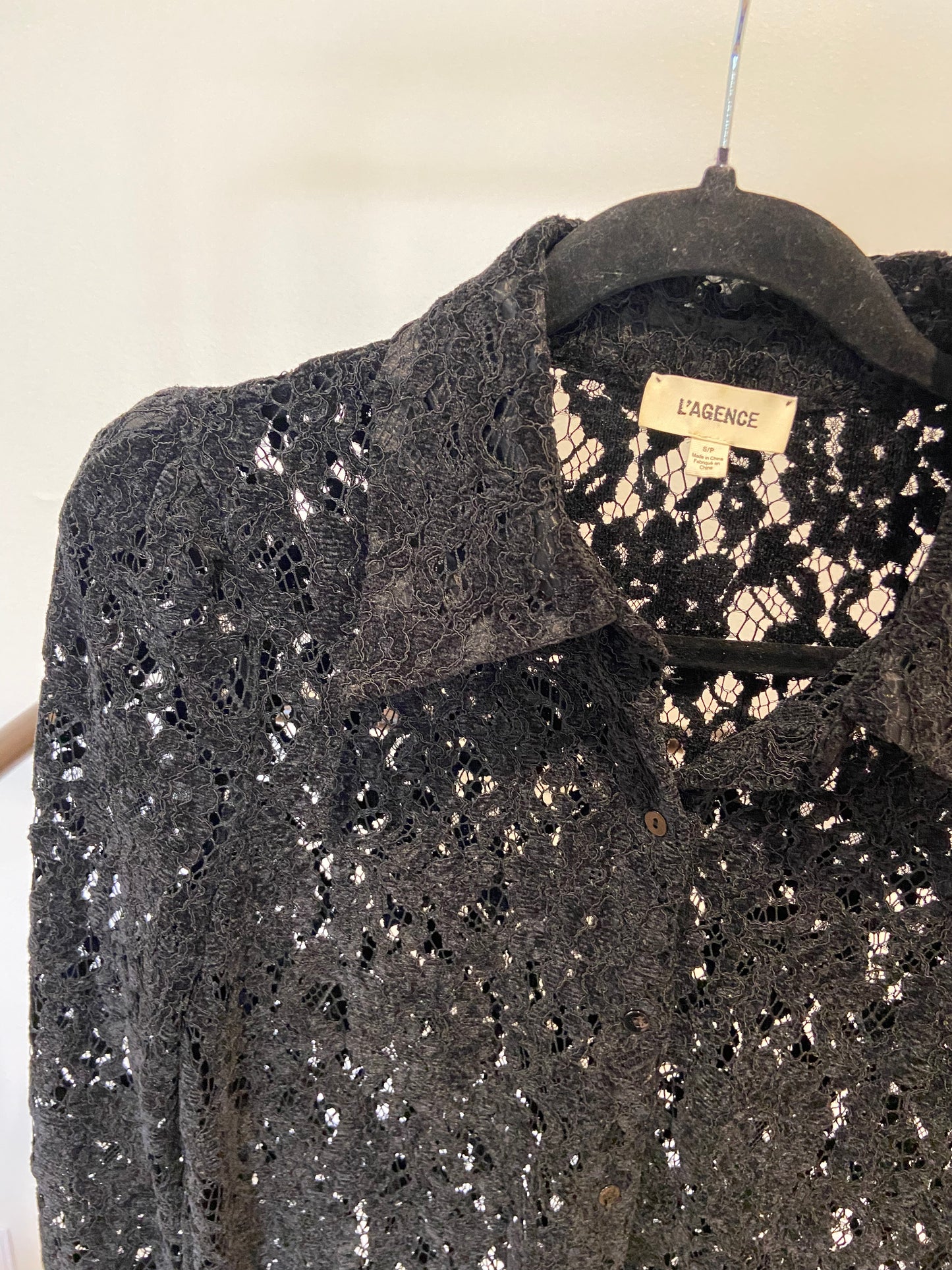 L'Agence Jenica Lace Blouse in Black size S