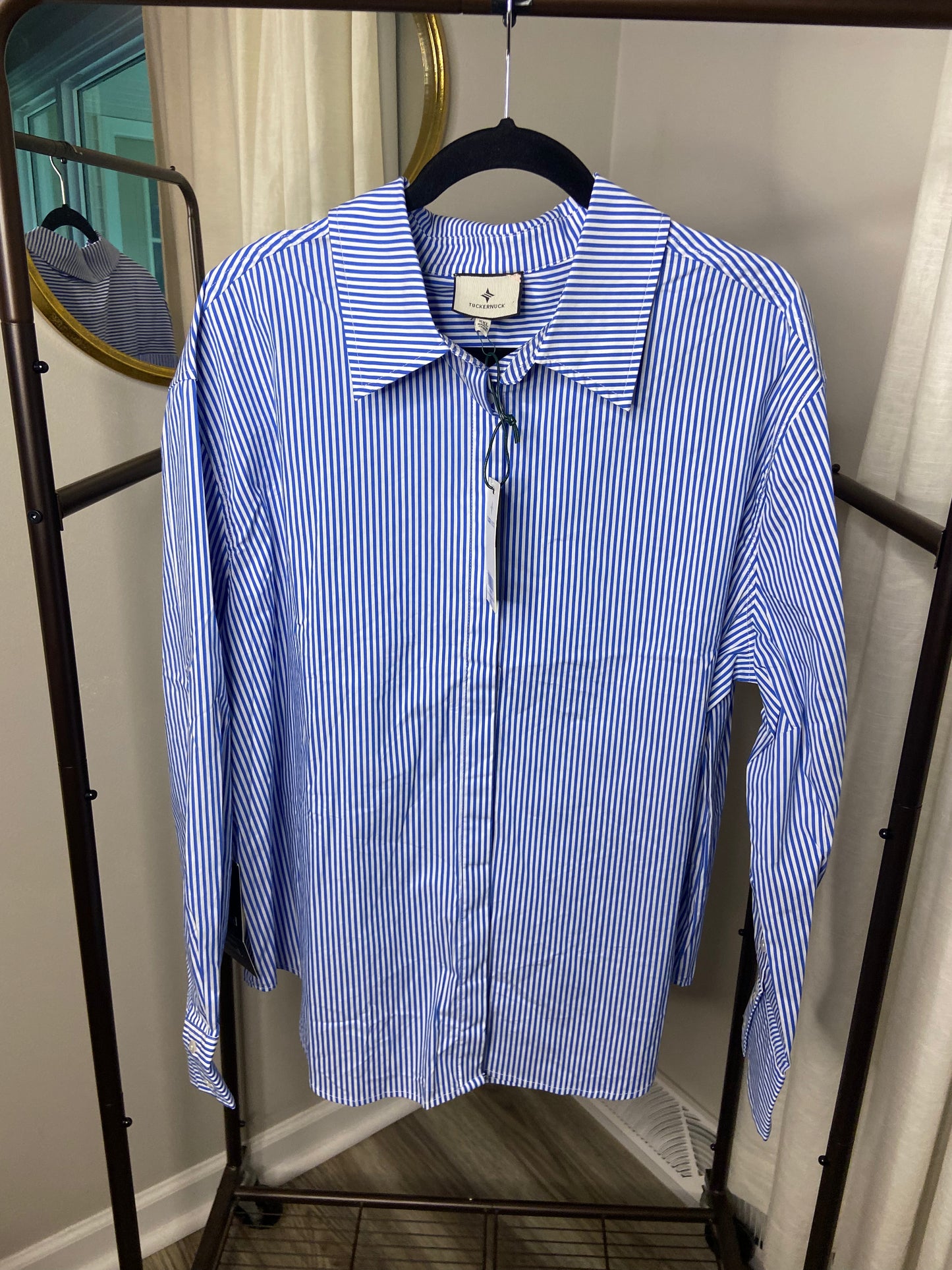 Tuckernuck Banker Stripe Nadine Boyfriend Oversized Shirt size XXL