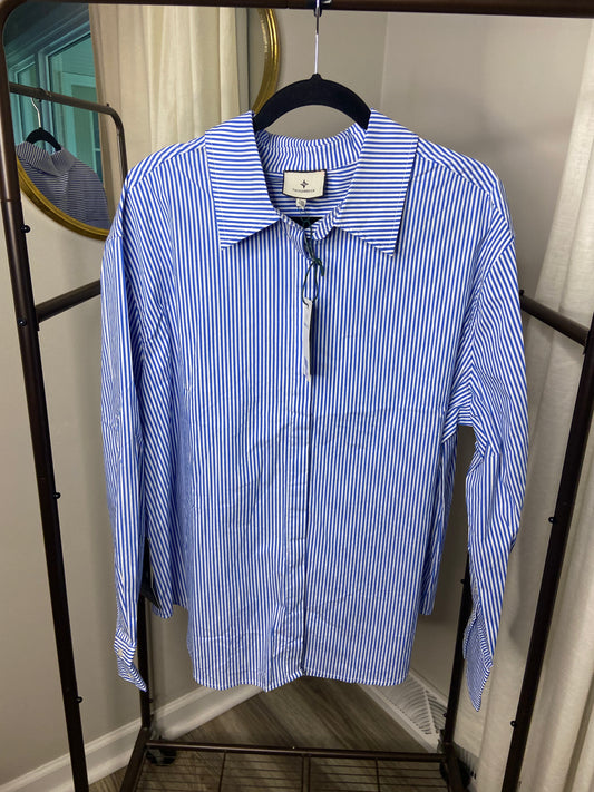 Tuckernuck Banker Stripe Nadine Boyfriend Oversized Shirt size XXL