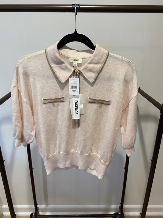 L'Agence Masaki Short Sleeve Collared Sweater size XS