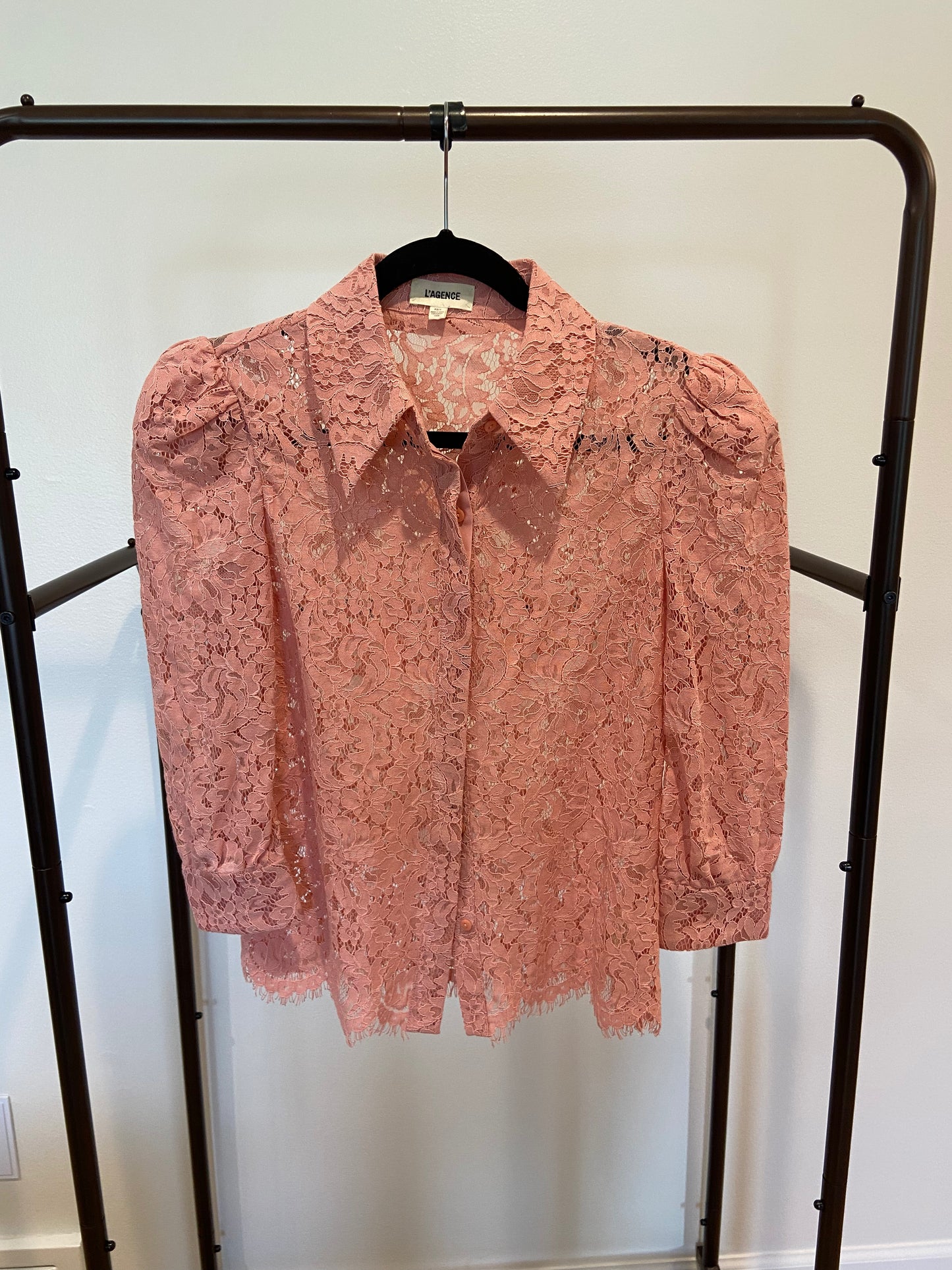 L'Agence Andrea Lace Blouse in Rose Tan size XS