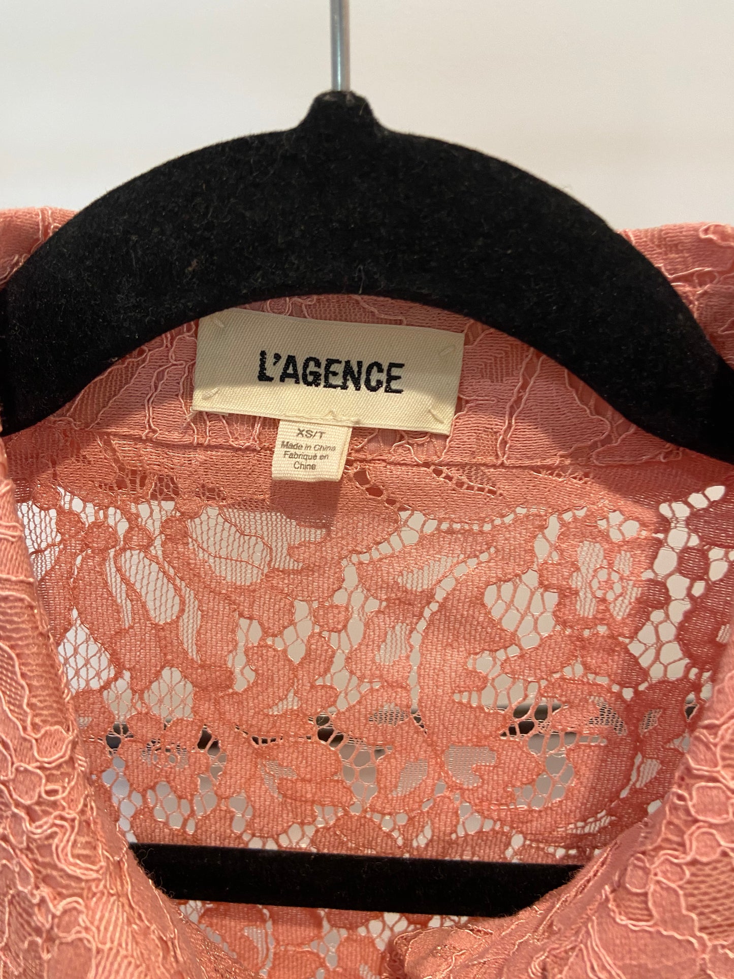 L'Agence Andrea Lace Blouse in Rose Tan size XS