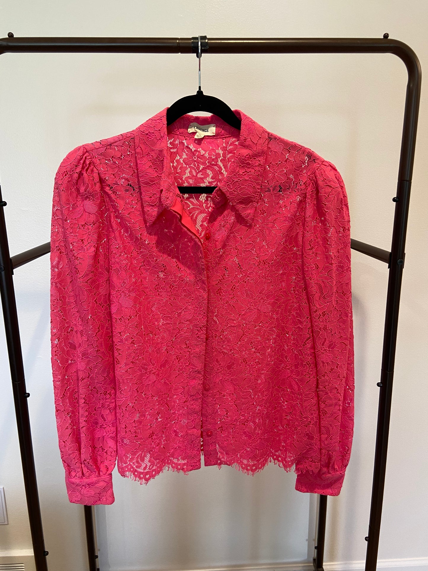 L'Agence Jenica Lace Blouse in Rose Pink size L