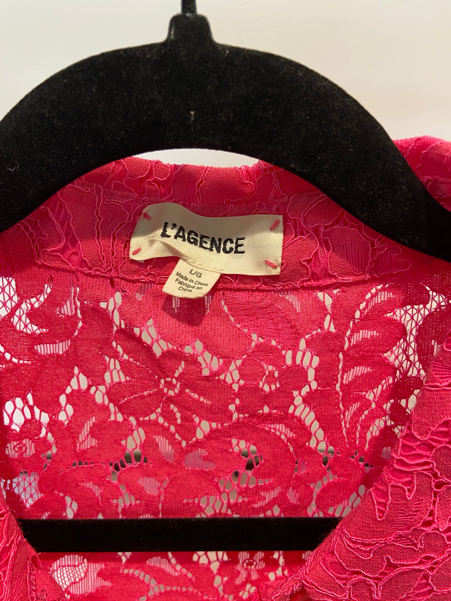 L'Agence Jenica Lace Blouse in Rose Pink size L