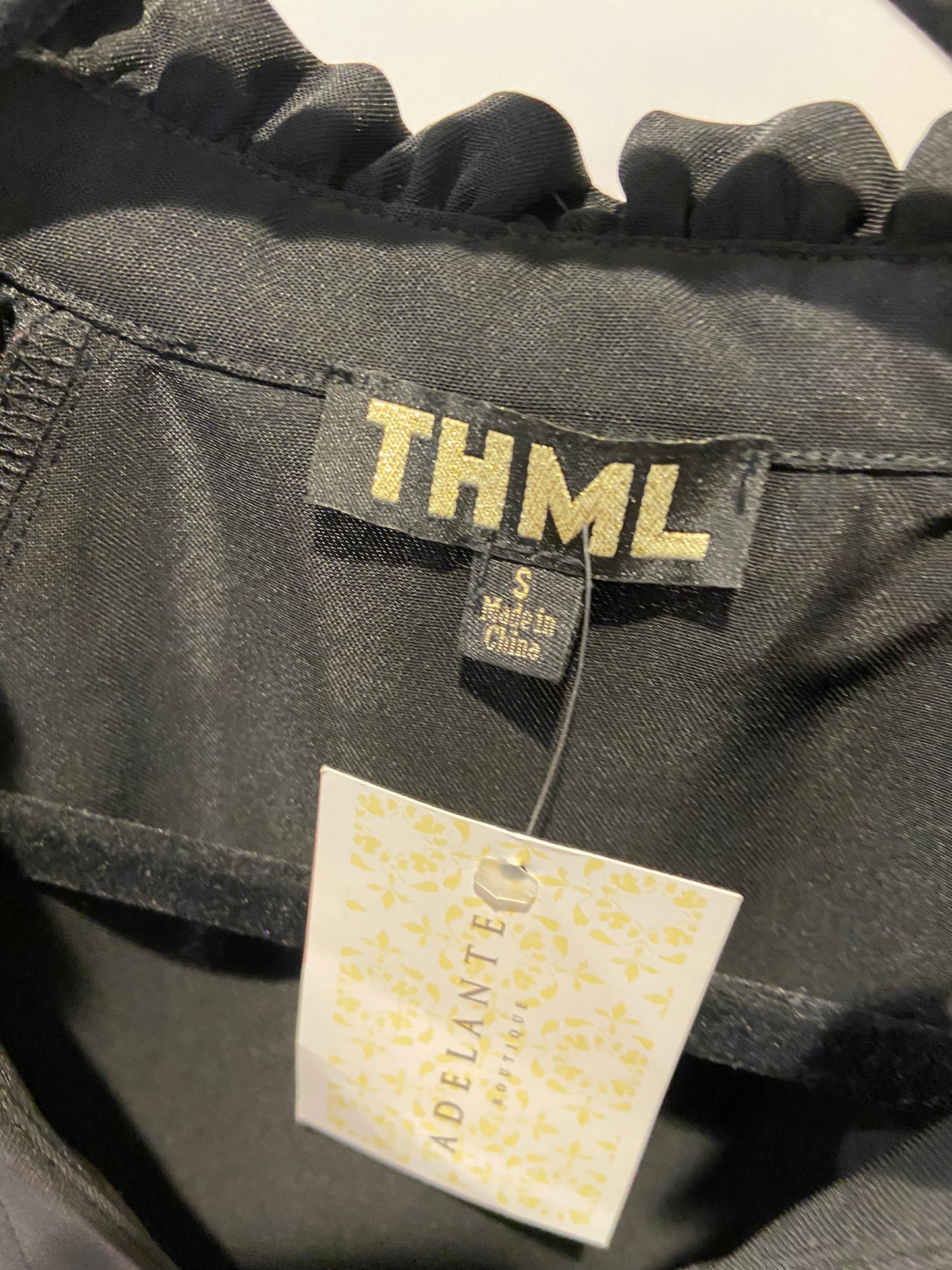 THML Black Velvet Bows Top size S
