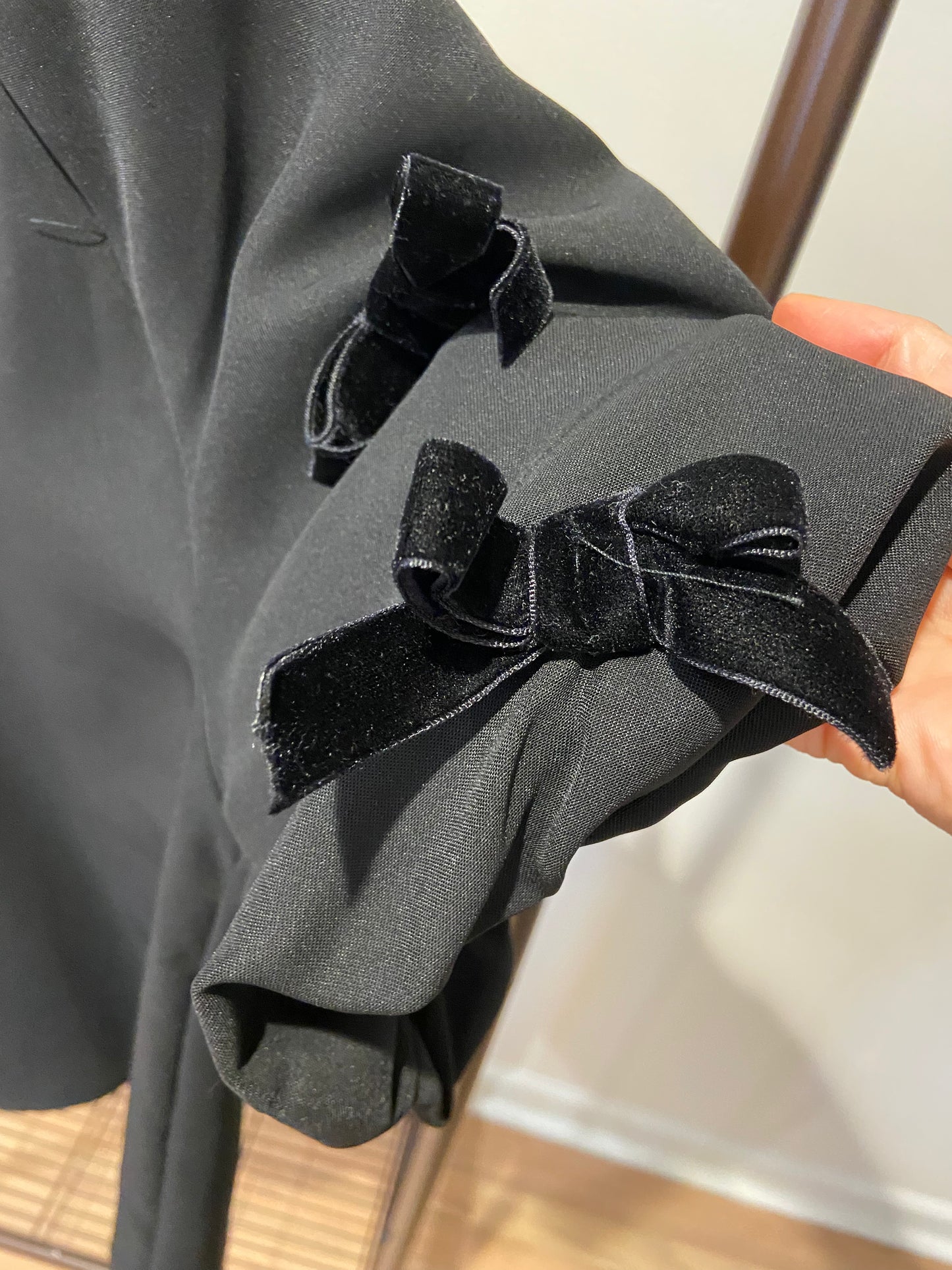 THML Black Velvet Bows Top size S