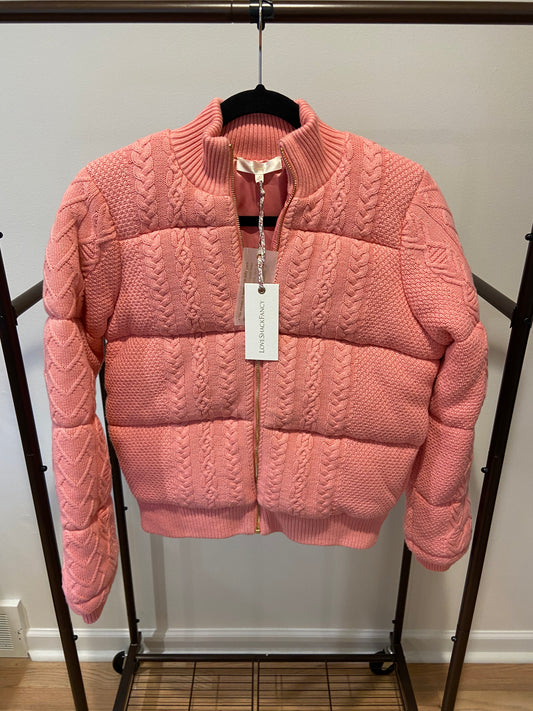 LoveShackFancy Andora Cotton Knit Bomber Jacket size S