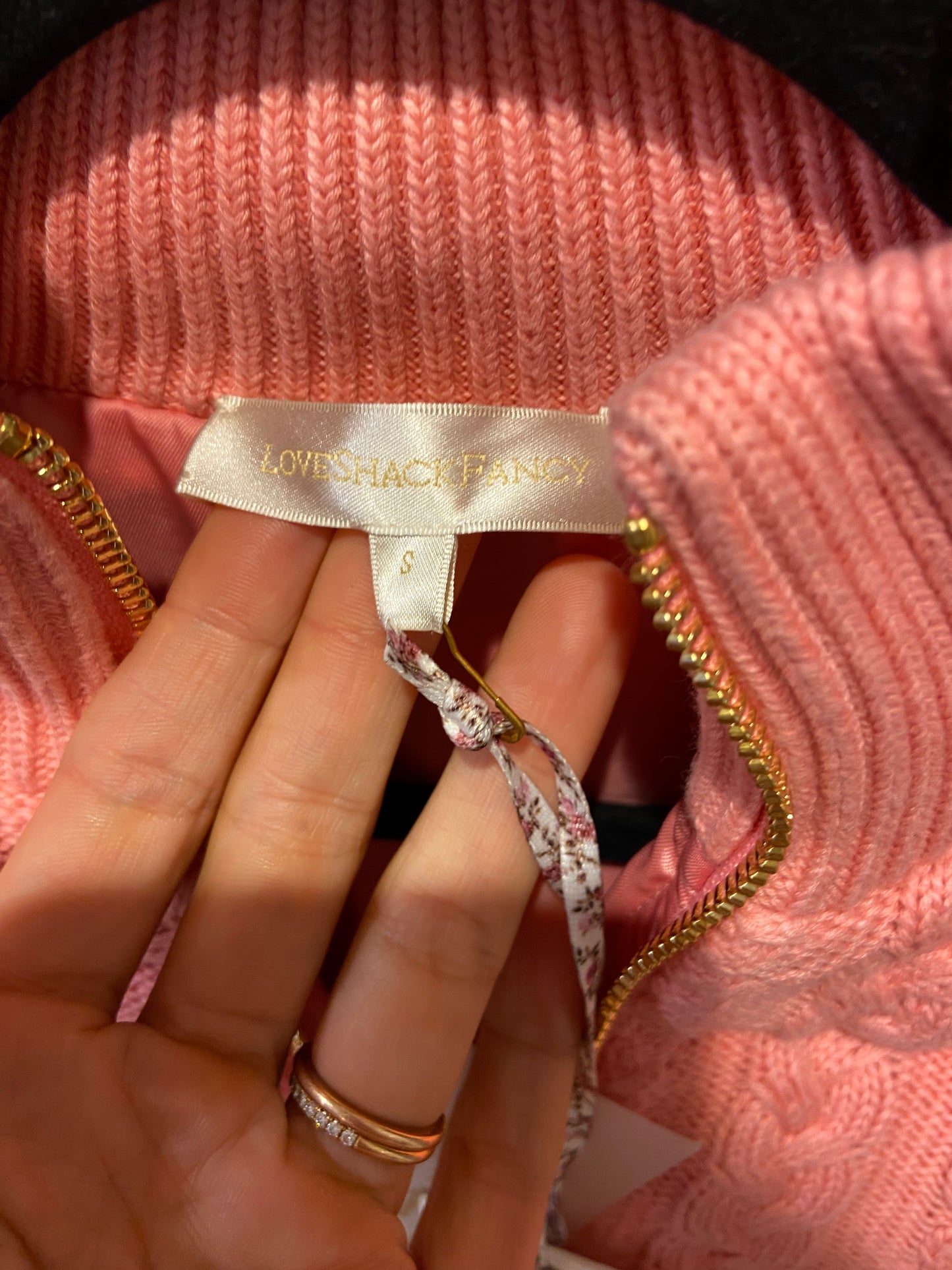 LoveShackFancy Andora Cotton Knit Bomber Jacket size S