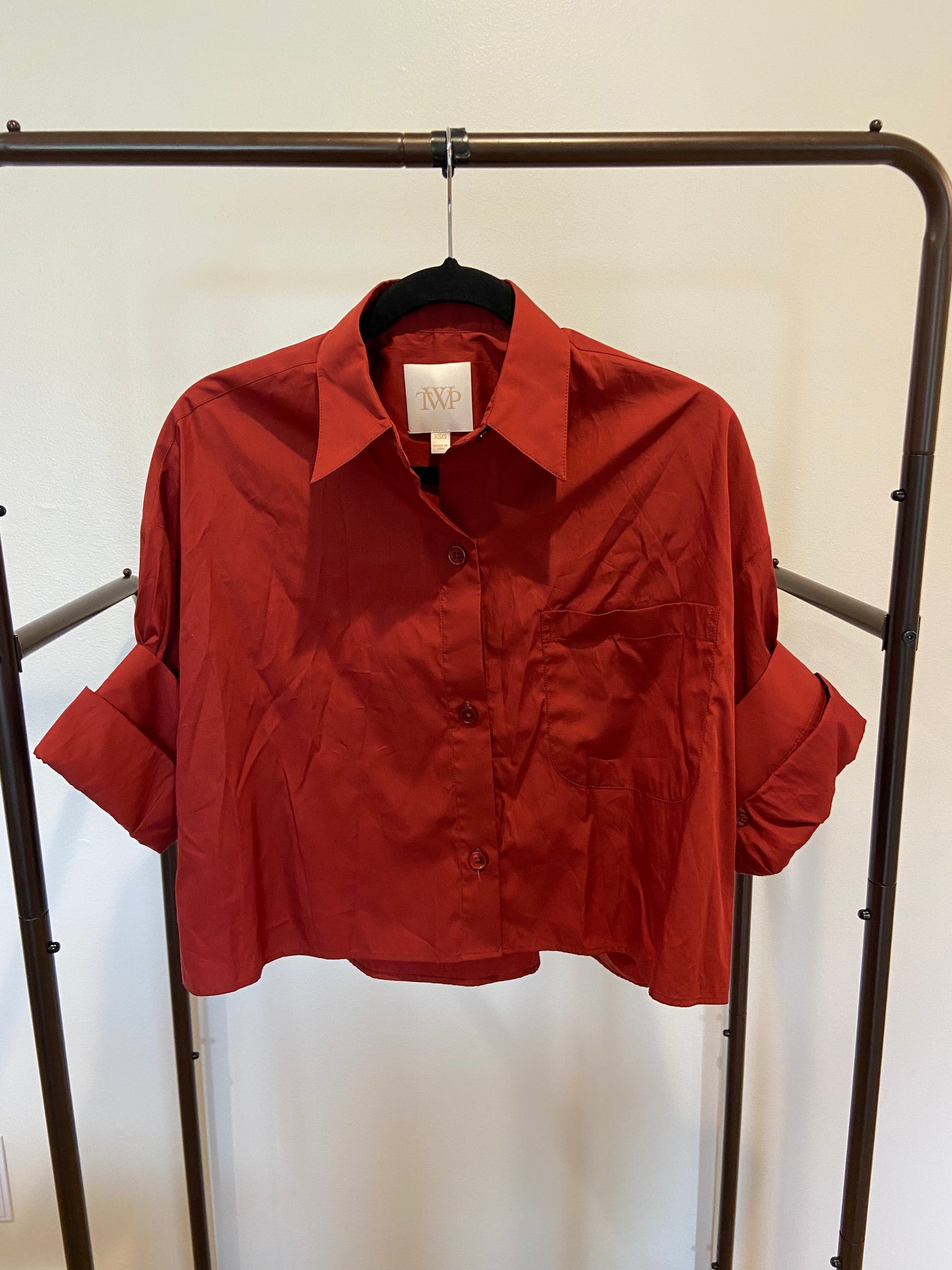 TWP Next EX Cropped Shirt in Wine/Burgundy size XS/S