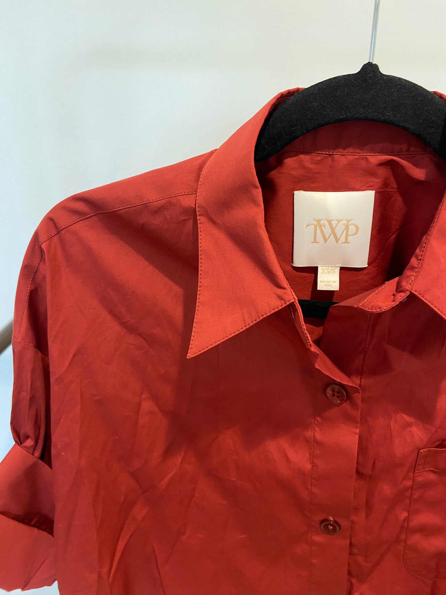 TWP Next EX Cropped Shirt in Wine/Burgundy size XS/S