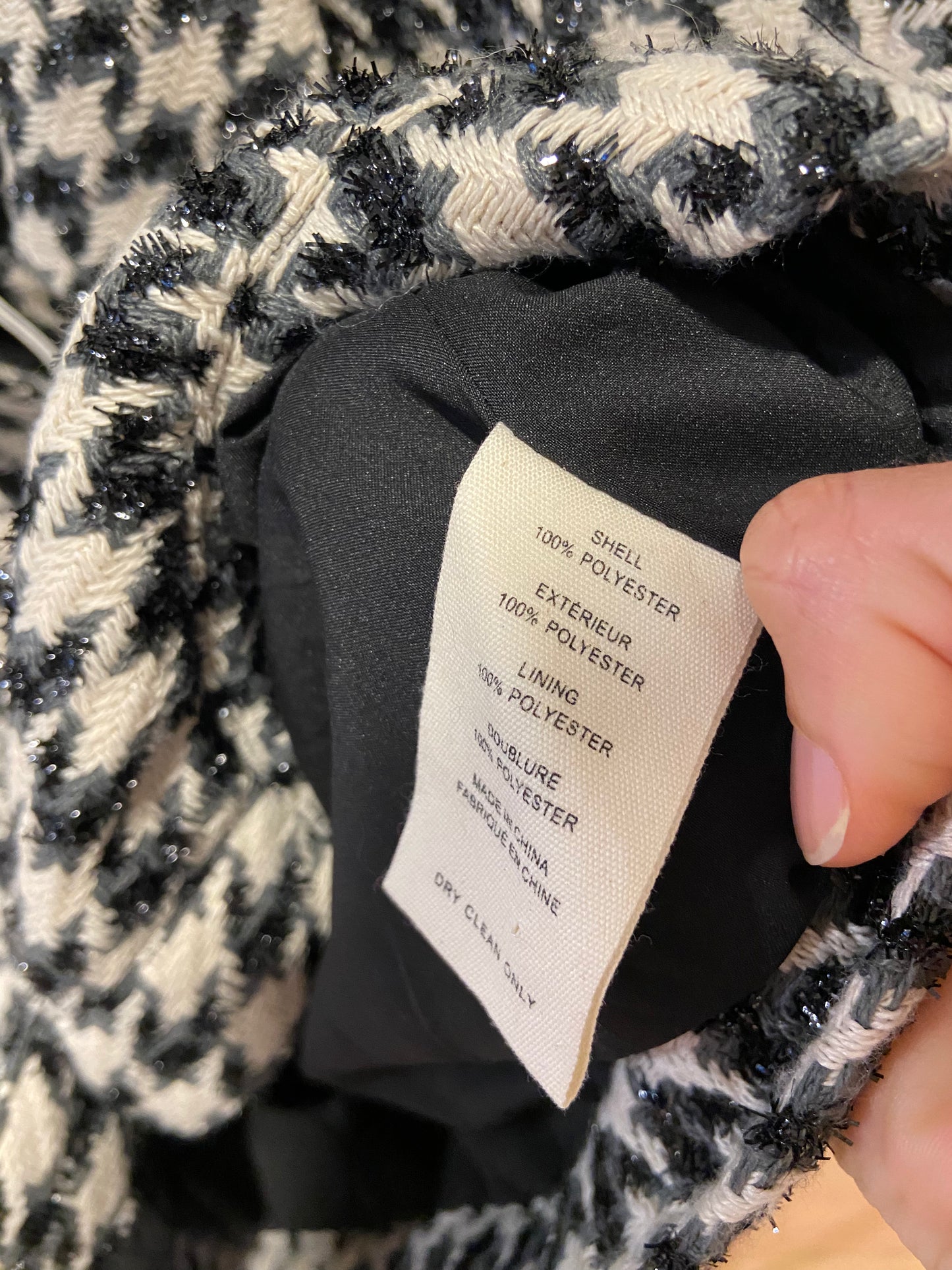 L'Agence Cove Houndstooth Cropped Tweed Jacket size 10