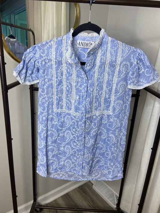 Andion Embroidered Cap Sleeve Top size XS
