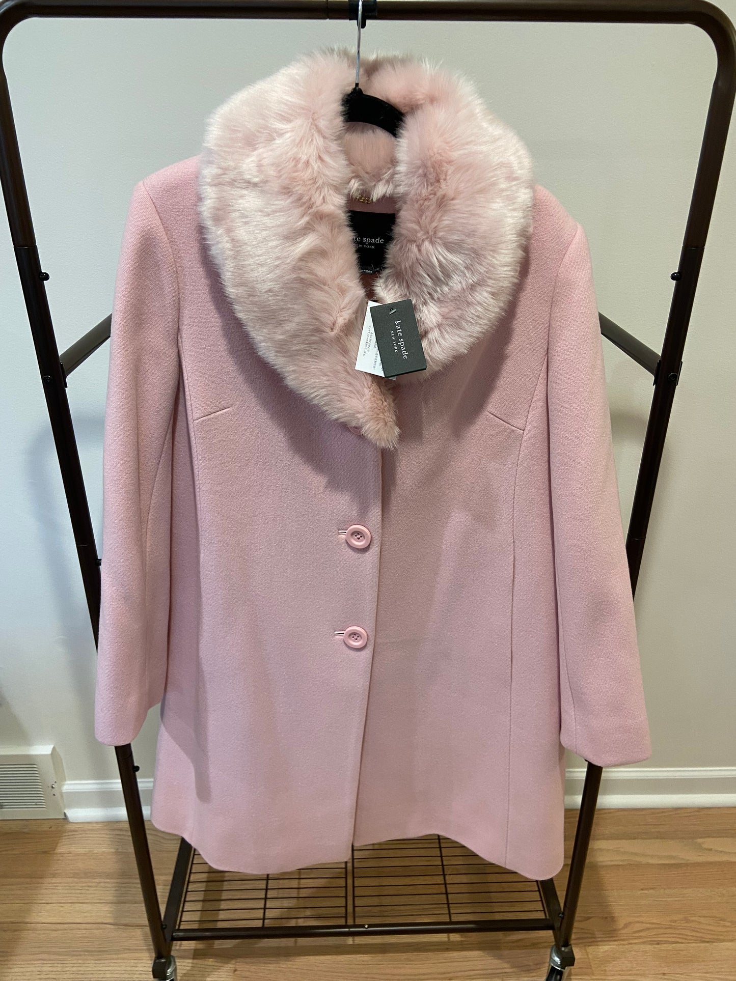 Kate Spade Faux Fur Wool Coat size 14