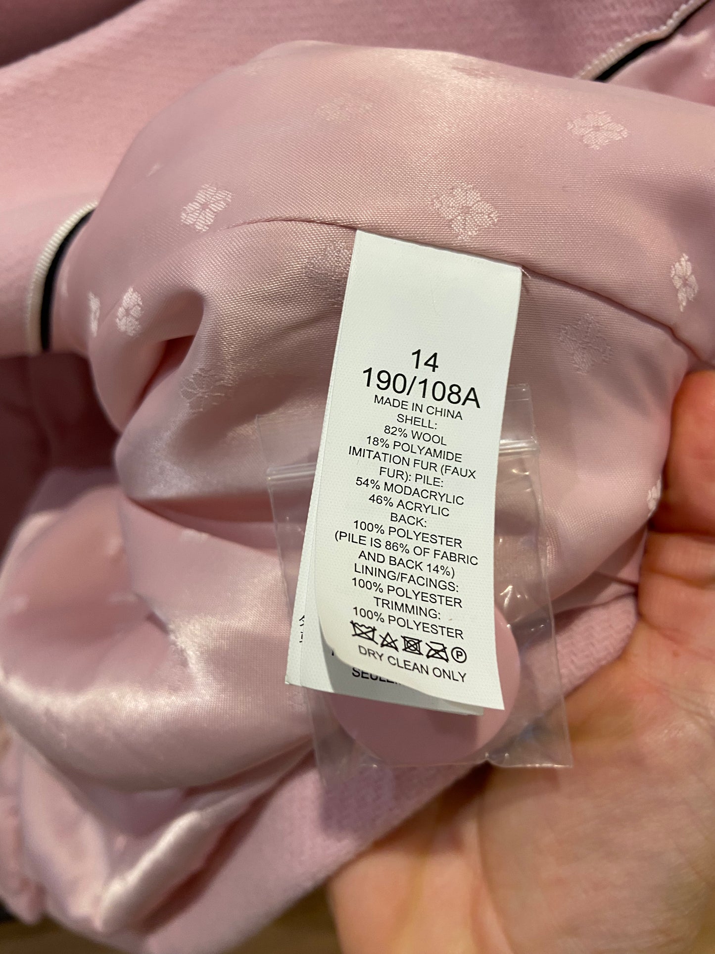 Kate Spade Faux Fur Wool Coat size 14