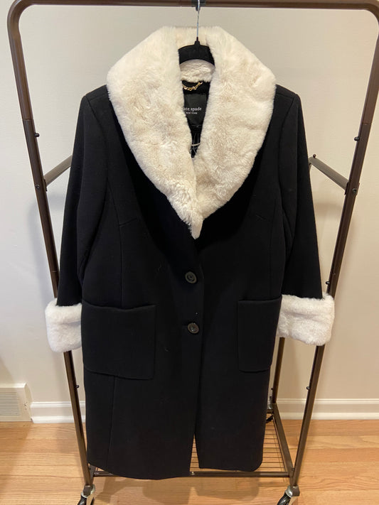 Kate Spade Faux Fur Wool Coat size 14