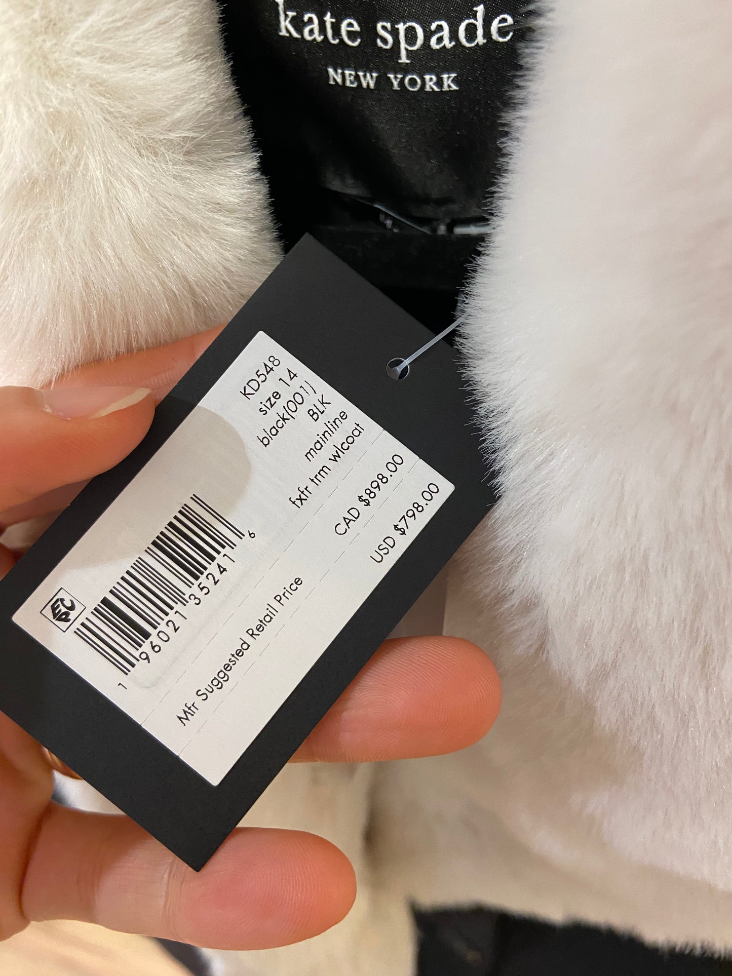 Kate Spade Faux Fur Wool Coat size 14