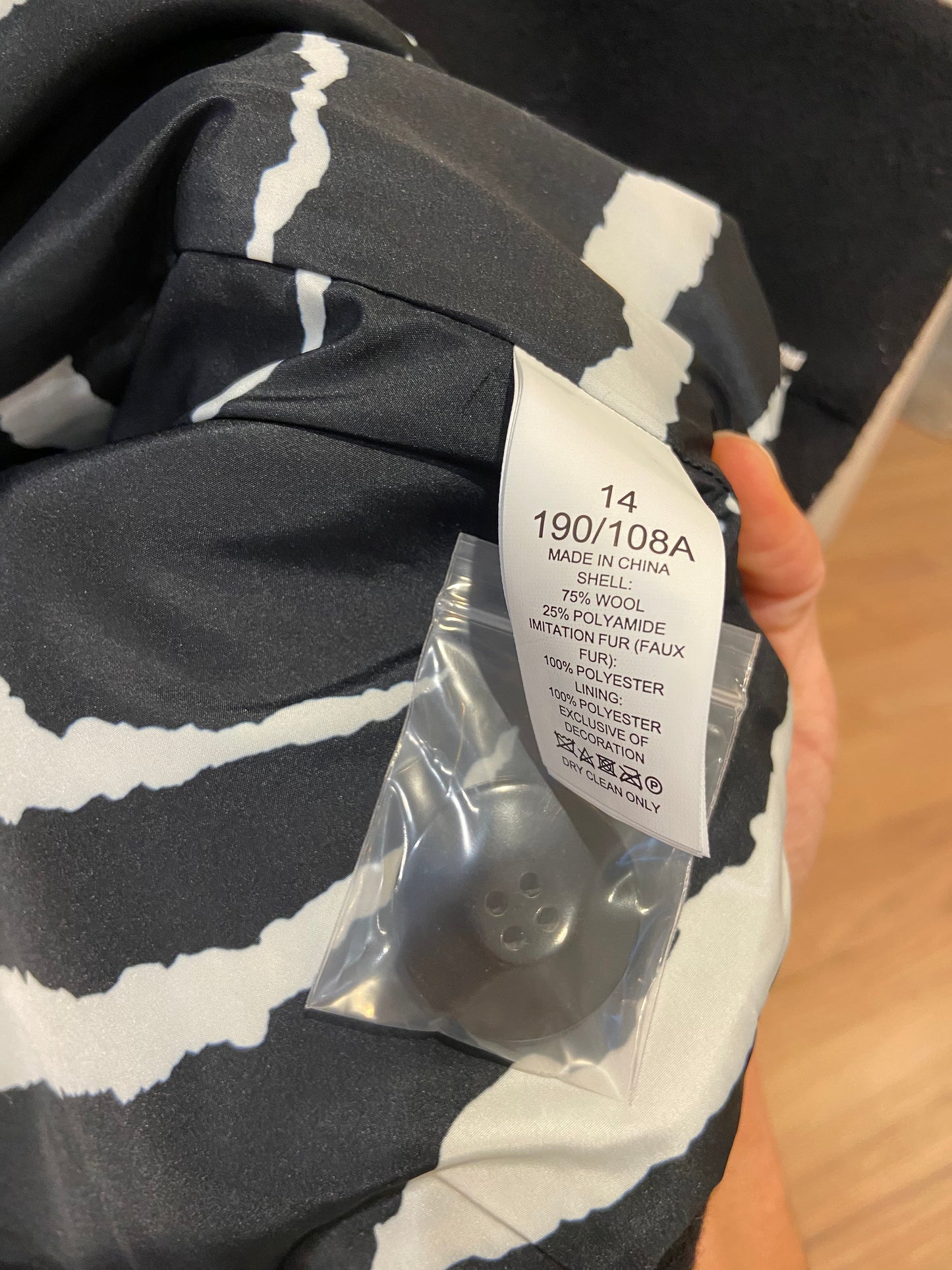 Kate Spade Faux Fur Wool Coat size 14