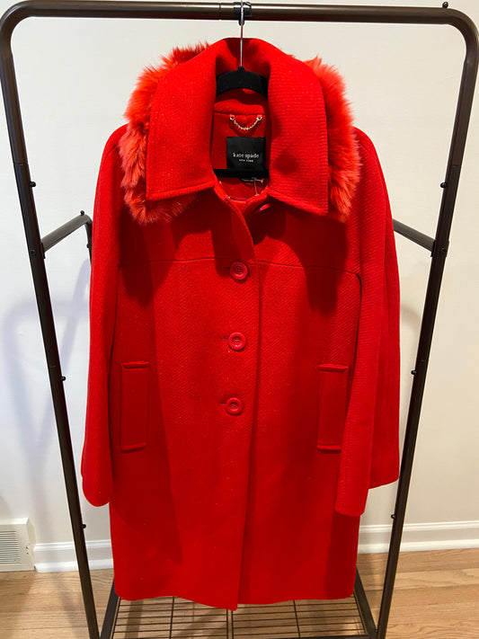 Kate Spade Faux Fur Wool Coat size 14