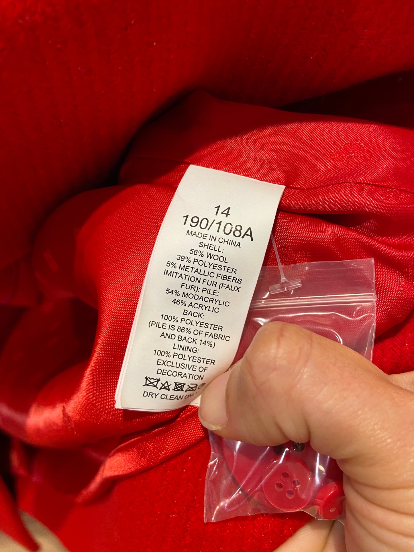 Kate Spade Faux Fur Wool Coat size 14