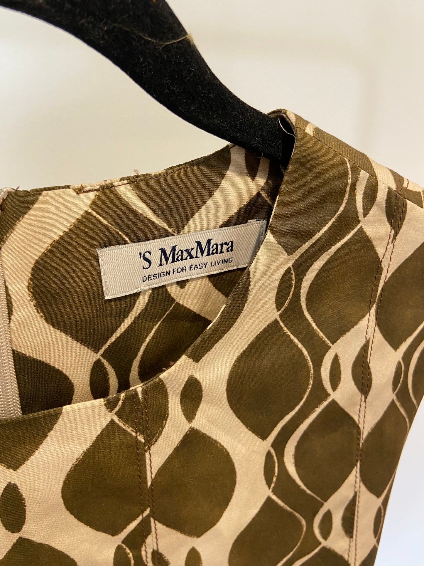 Max Mara Amati Print Poplin Midi Dress in Ecru size 6