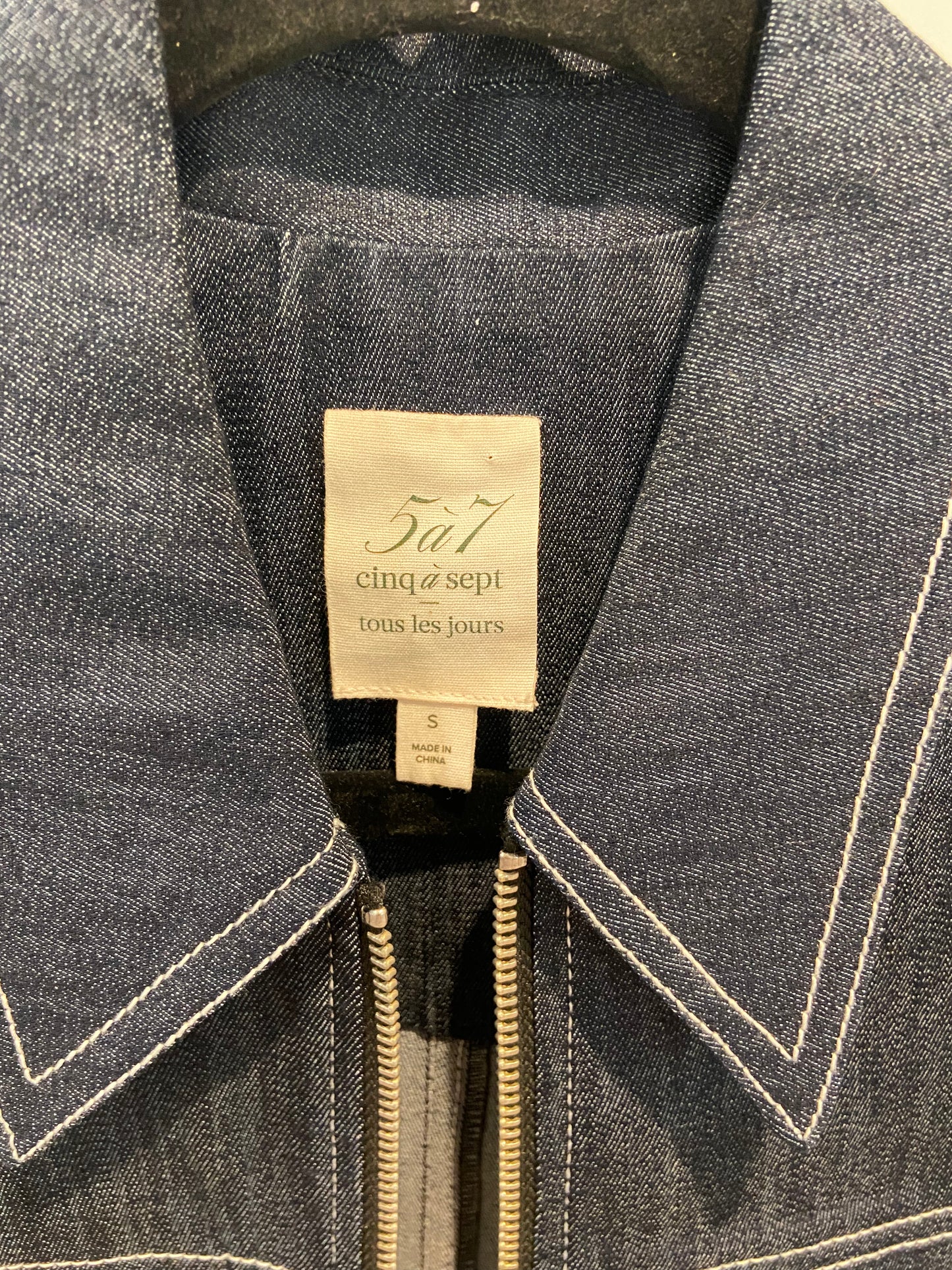 Cinq a Sept Holly Puff Shoulder Denim Jacket size S