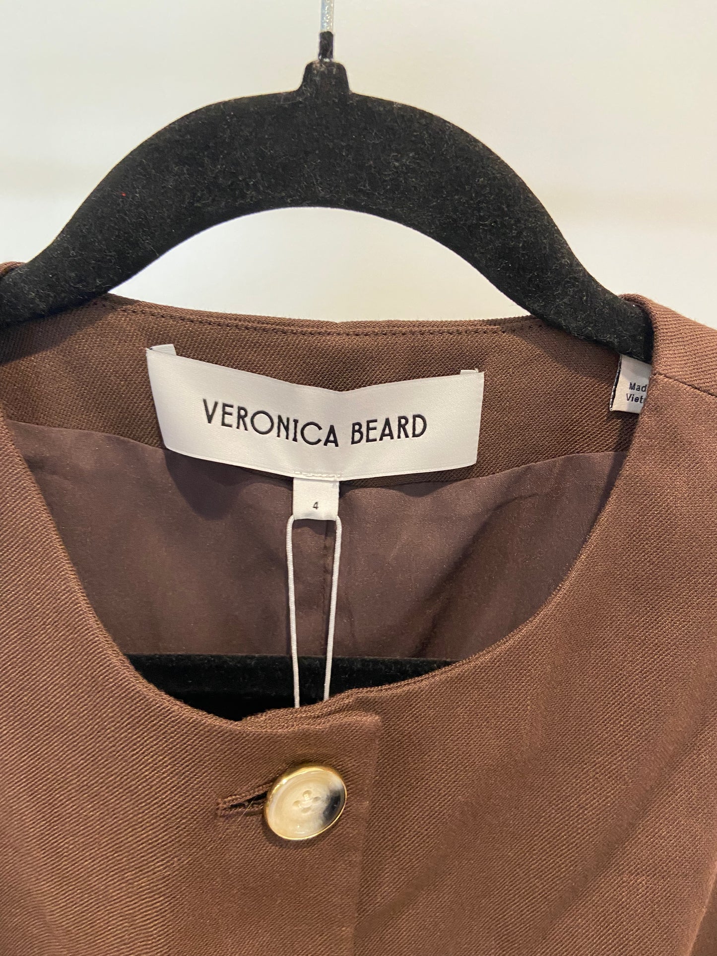 Veronica Beard Heartwell Tailored Vest in Dark Mocha size 4