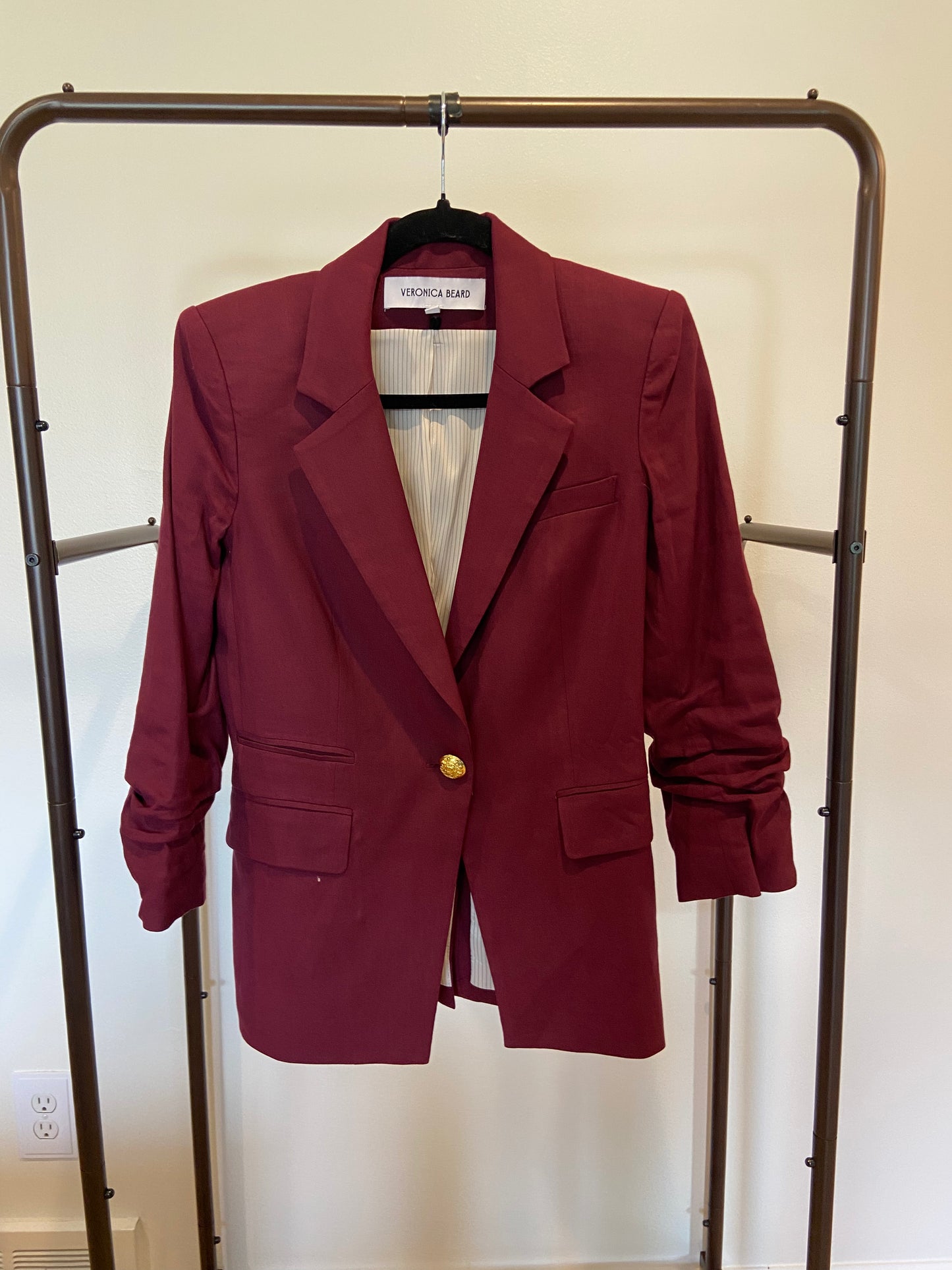 Veronica Beard Battista Linen Dickey Jacket Blazer in Wine size 4