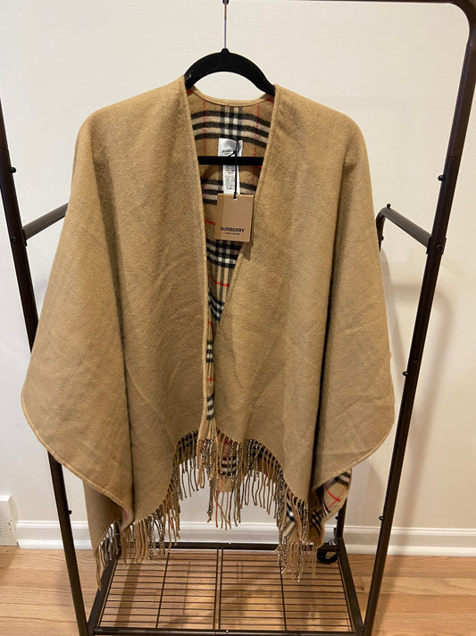 Burberry Reversible Check Wool Cape ONE SIZE