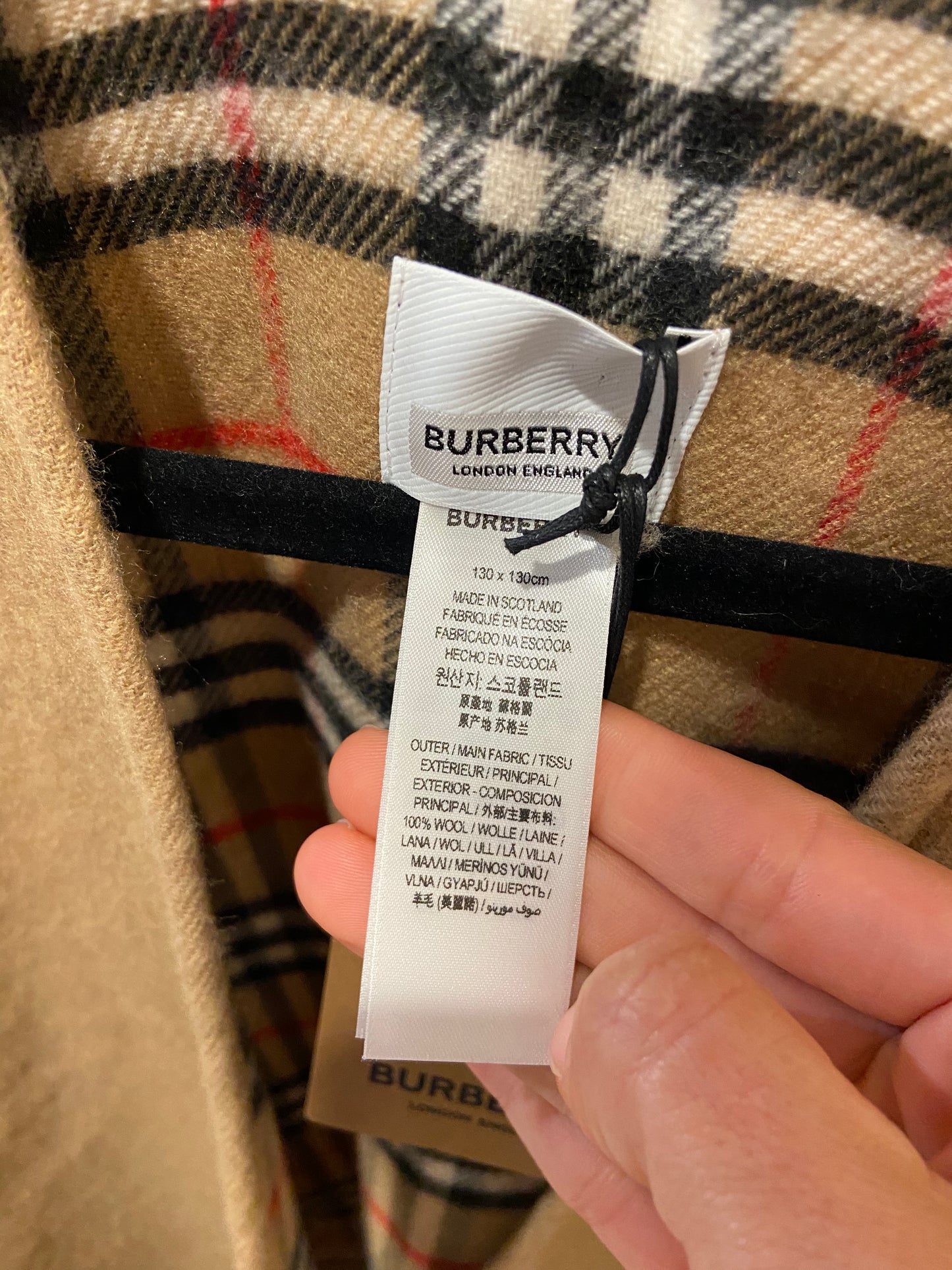 Burberry Reversible Check Wool Cape ONE SIZE