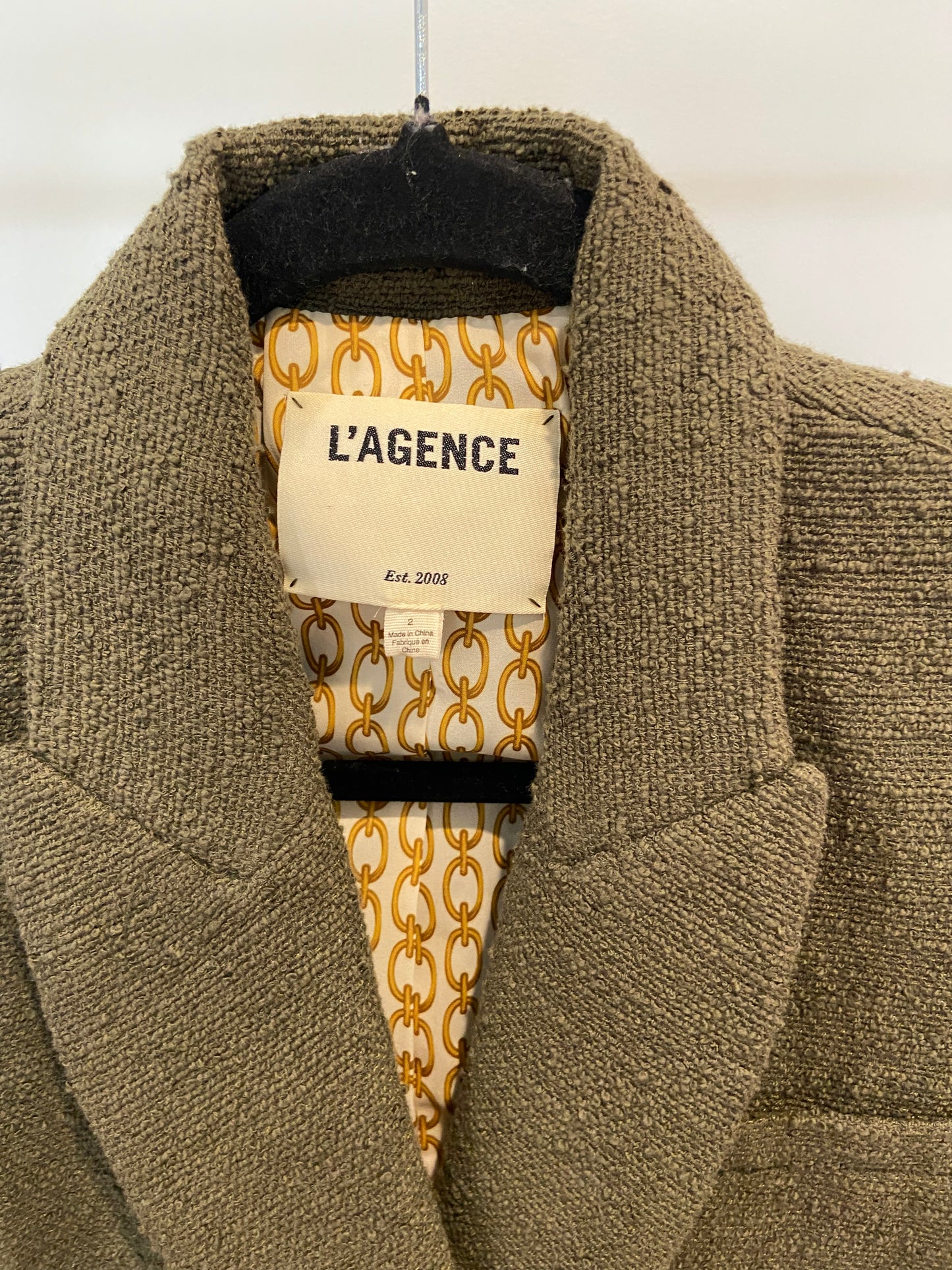 L'Agence Kenzie Double Breasted Faille Blazer in Forest Green size 2