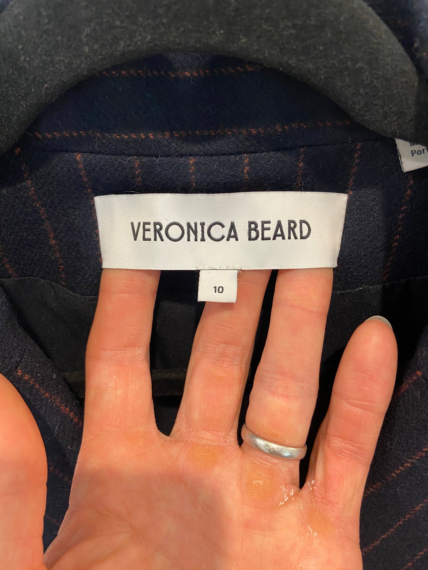 Veronica Beard Tyra Pinstriped Dickey Jacket with Tonelli Pinstriped Pant in Navy Multi size 10