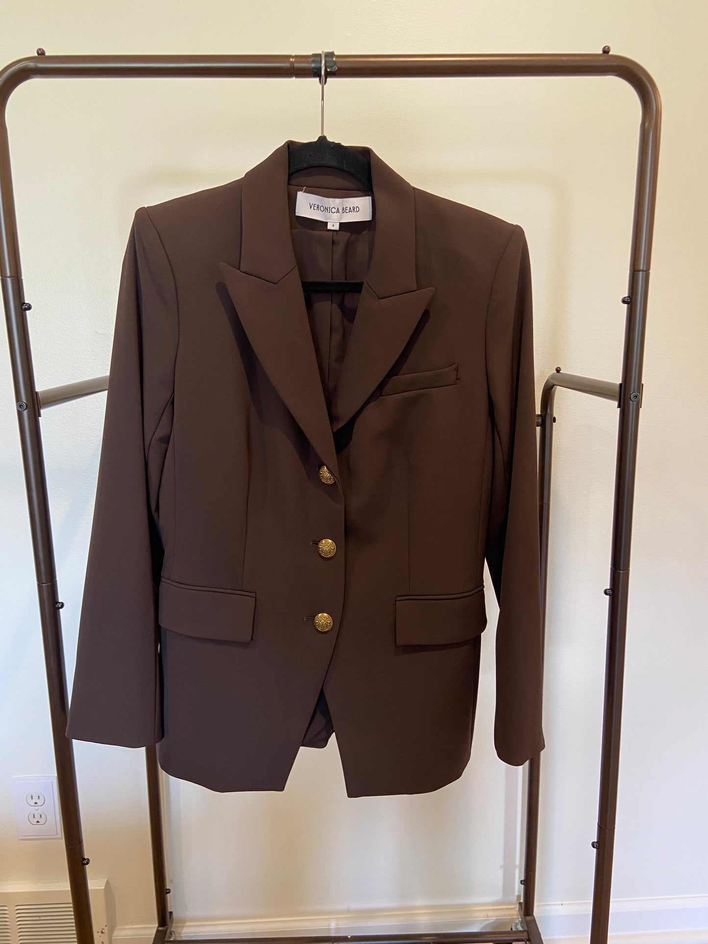 Veronica Beard Orlane Dickey Jacket Blazer in Dark Chocolate size 8