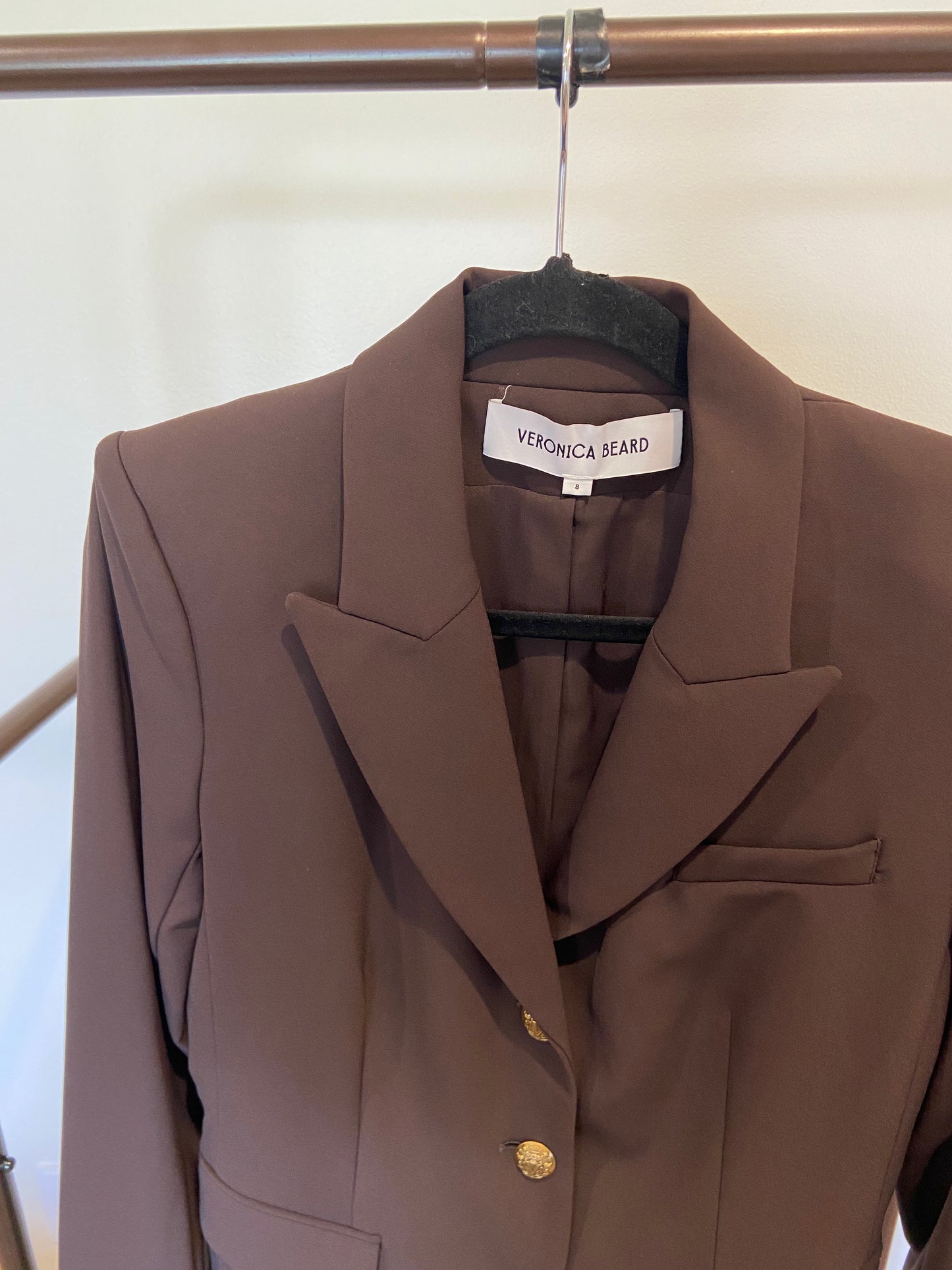 Veronica Beard Orlane Dickey Jacket Blazer in Dark Chocolate size 8