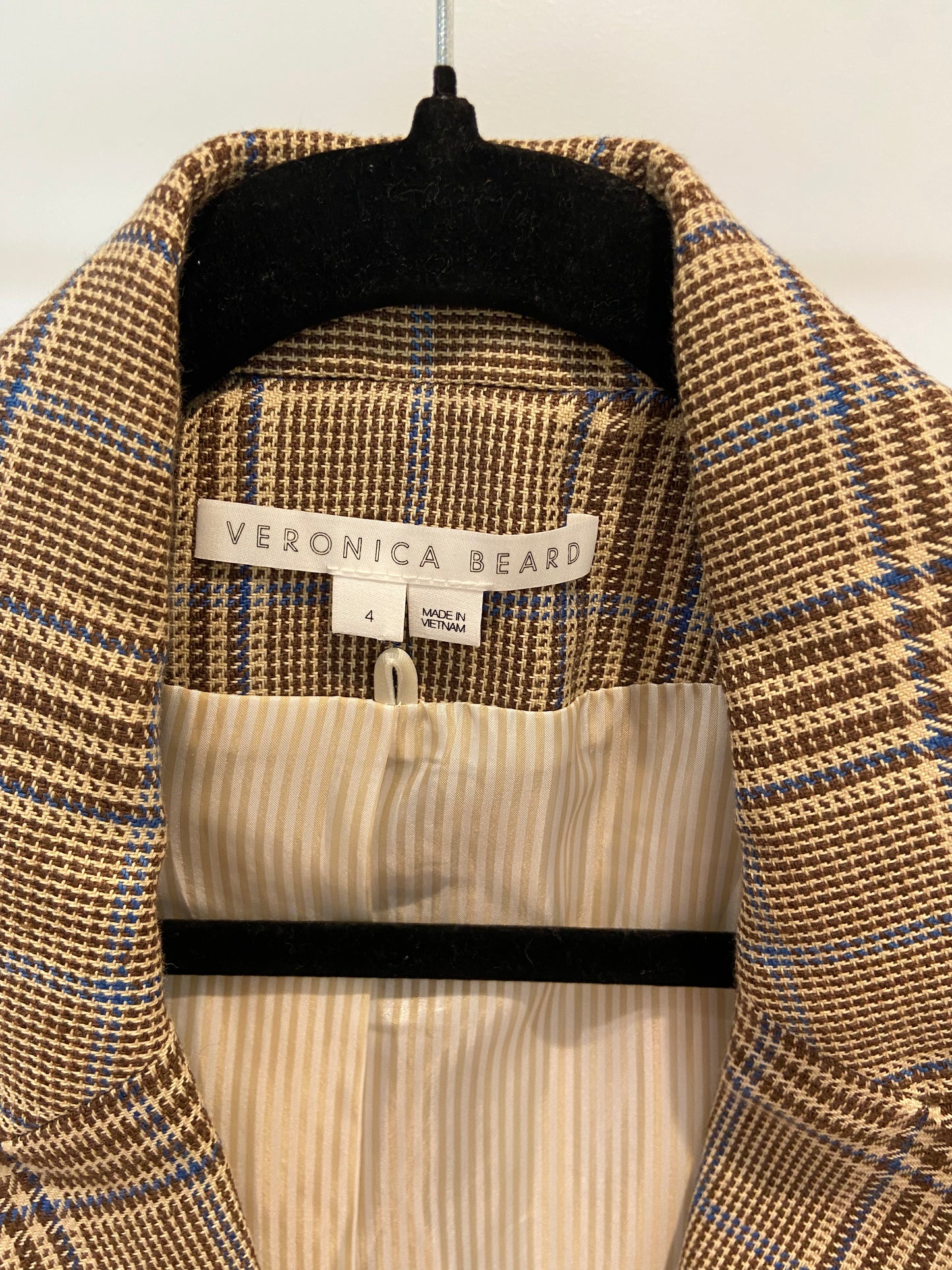Veronica Beard Beacon Dickey Jacket Blazer in Camel & Blue Steel Multi size 4