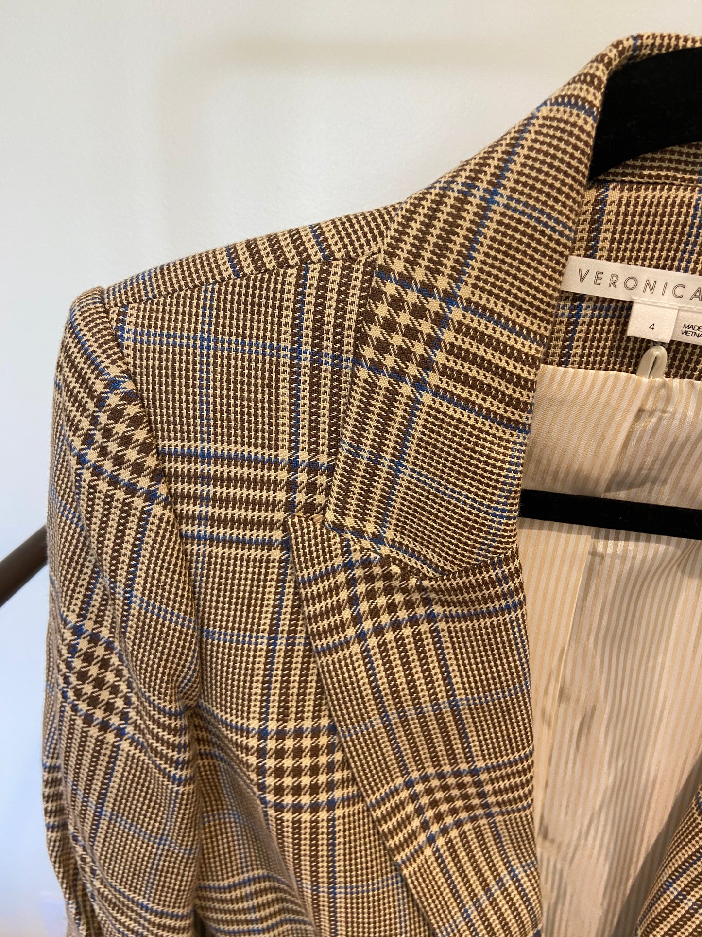 Veronica Beard Beacon Dickey Jacket Blazer in Camel & Blue Steel Multi size 4