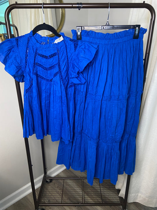Sea New York Aqua Paco Solid Tiered Skirt and Top size L
