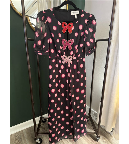Saloni Jamie Heart Silk Midi Dress size 4