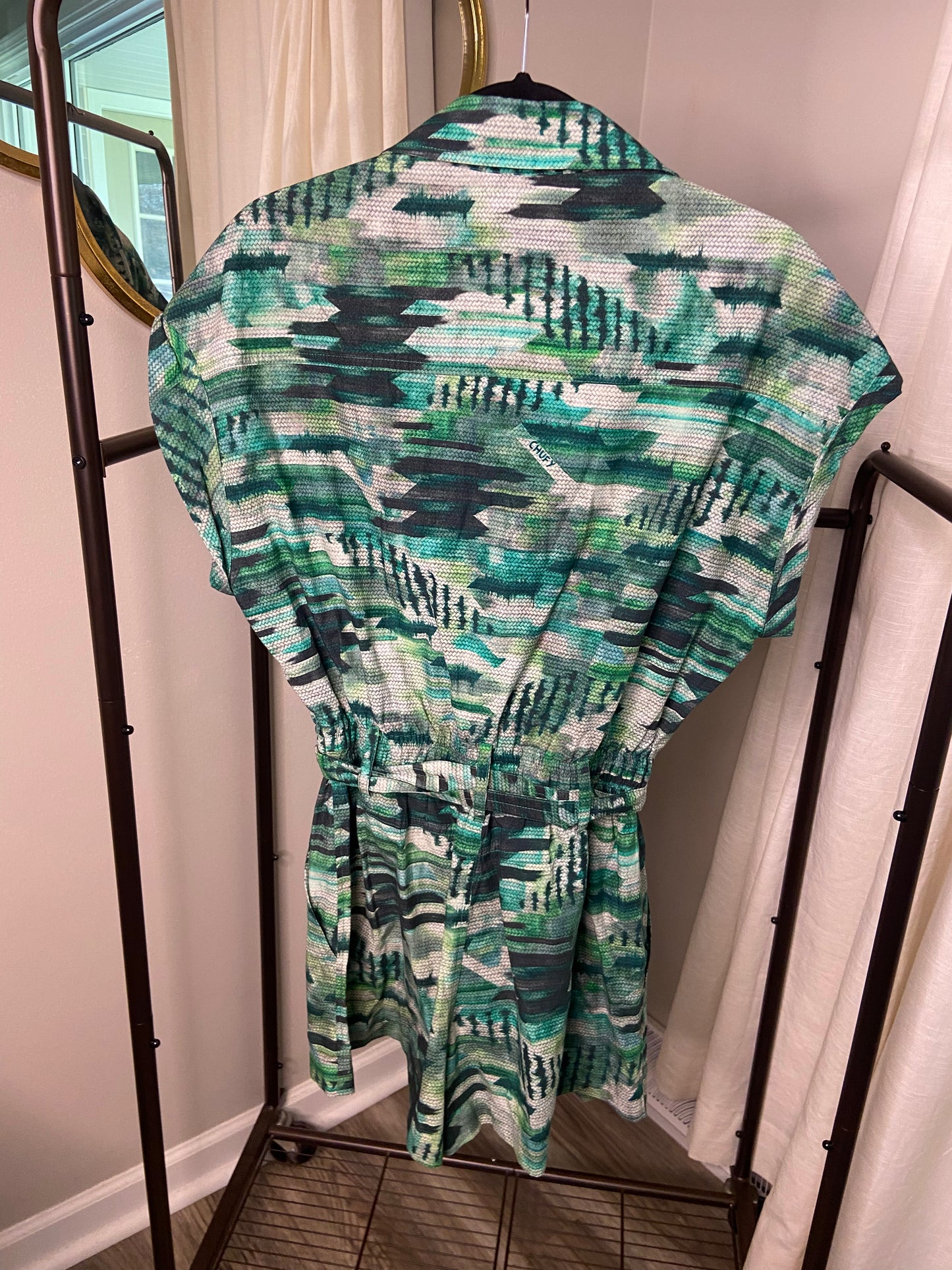 Chufy Marcia Cotton Poplin Playsuit in Green Size M